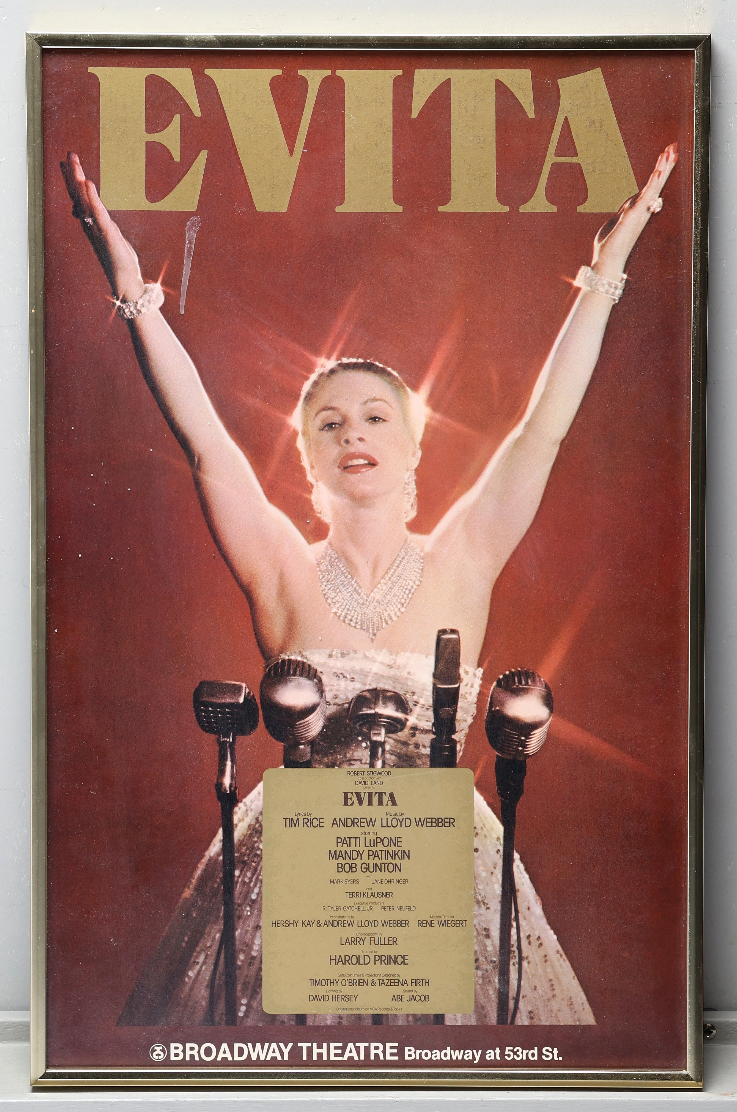 AFFISCH, musikalen "Evita", Broadway Theather, 1970-tal.