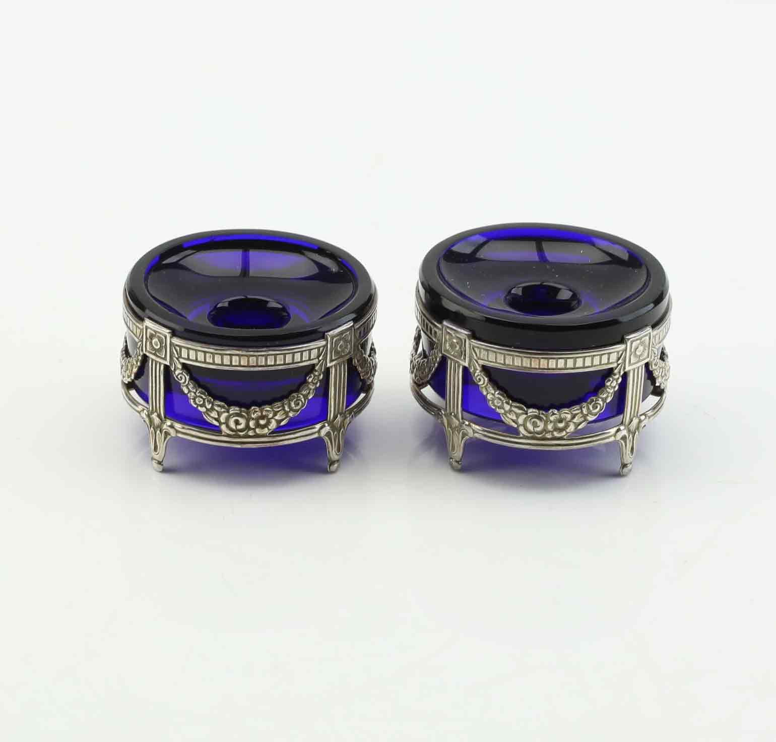 LJUSSTAKAR ett par, glas, sterlingsilver, Gustaviansk stil, Mema, 1966.