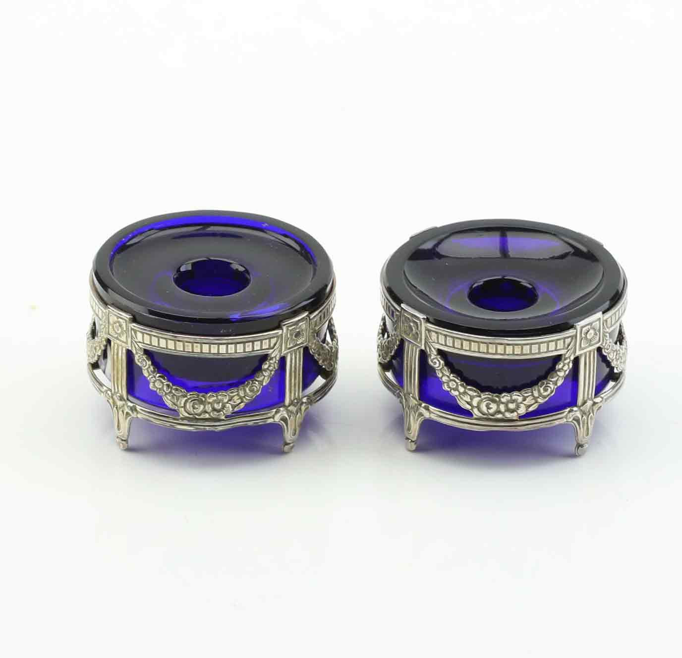 LJUSSTAKAR ett par, glas, sterlingsilver, Gustaviansk stil, Mema, 1966.