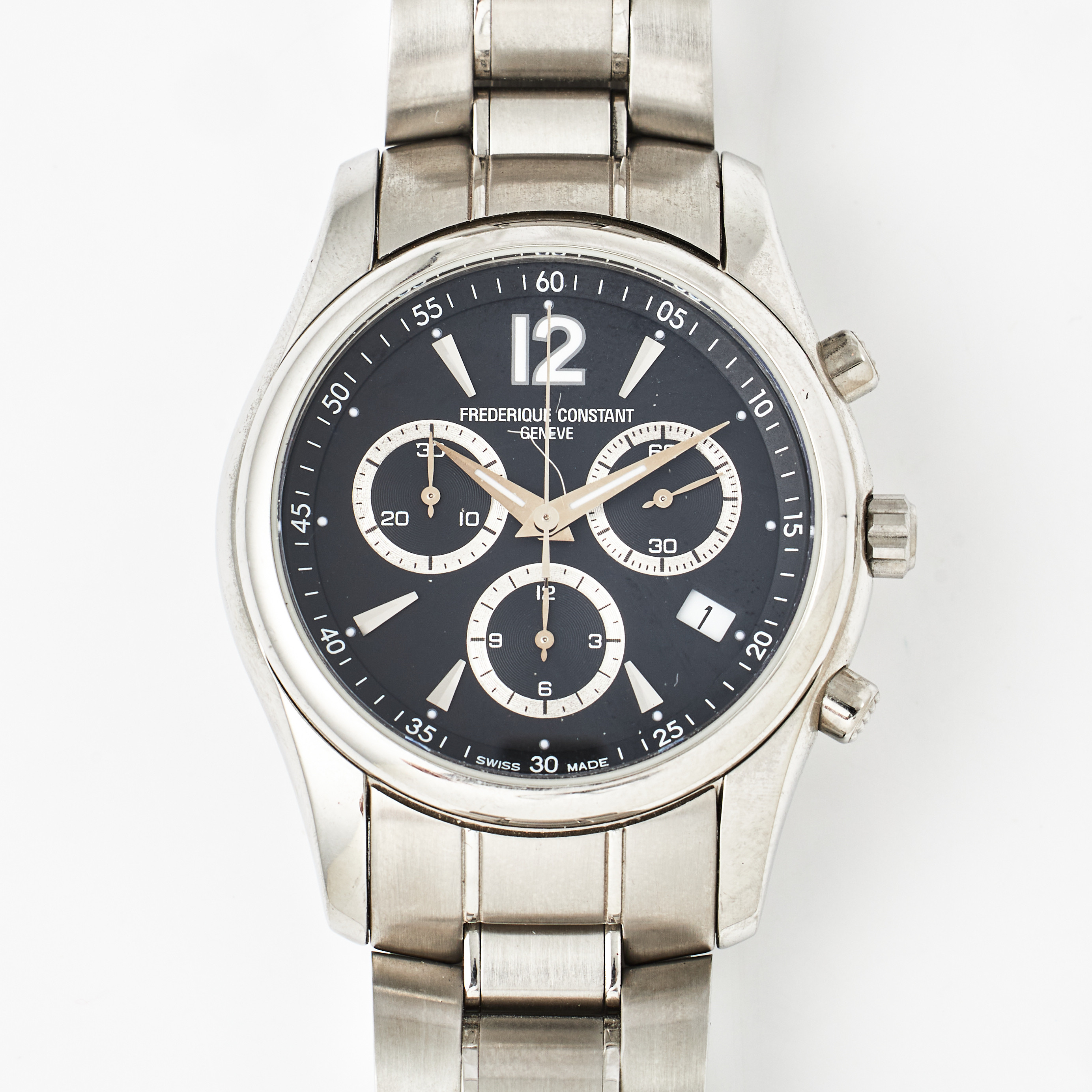 FREDERIQUE CONSTANT, kronograf, armbandsur, 38,5 mm, stål, ca 2015.
