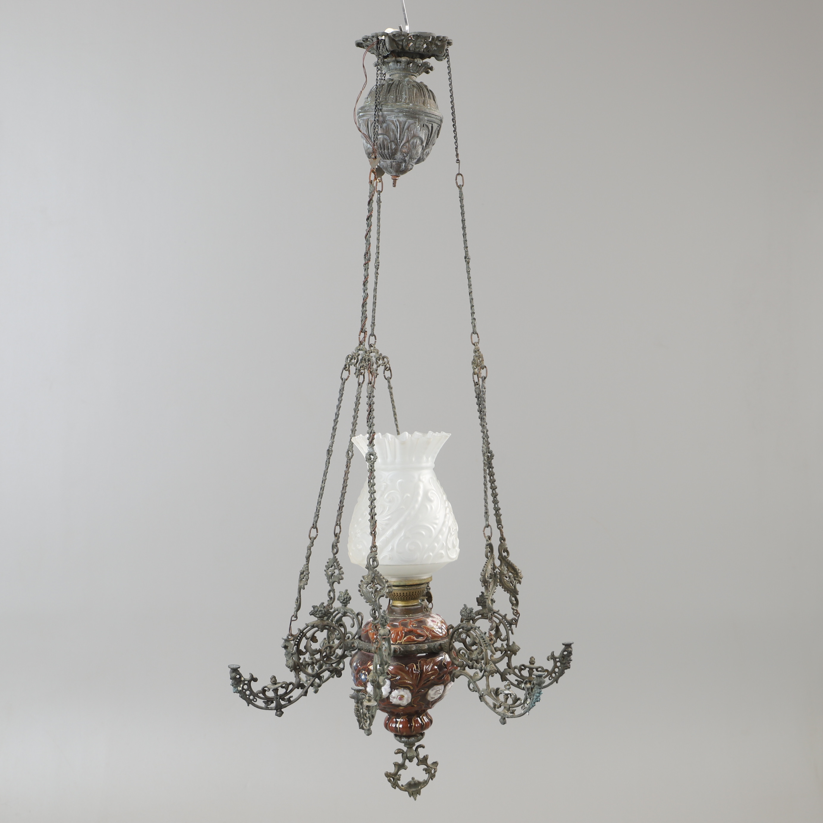 TAKFOTOGENLAMPA, majolika, jugend.