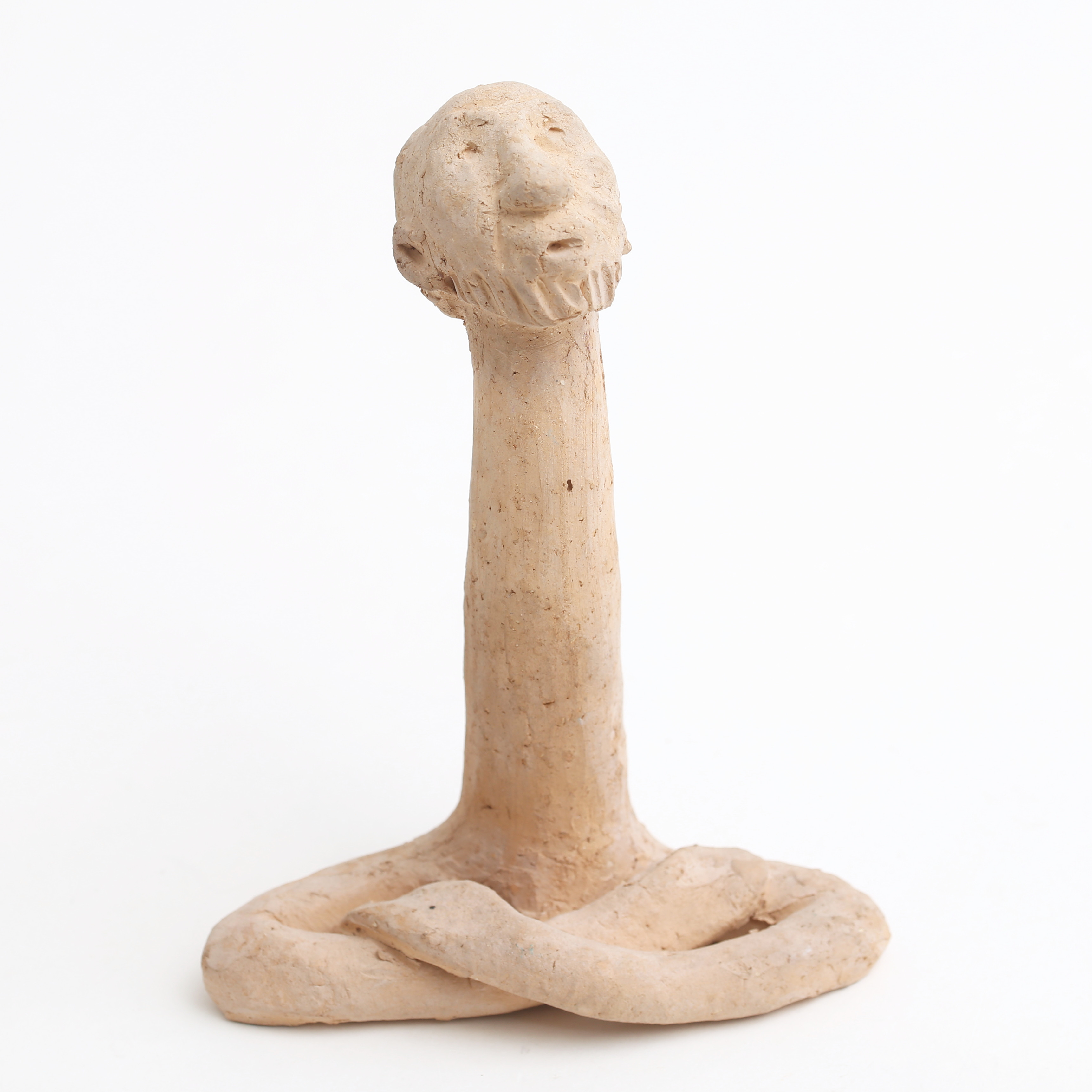 ÅKE HOLM. Skulptur, långhalsad figur, lergods, signerad.