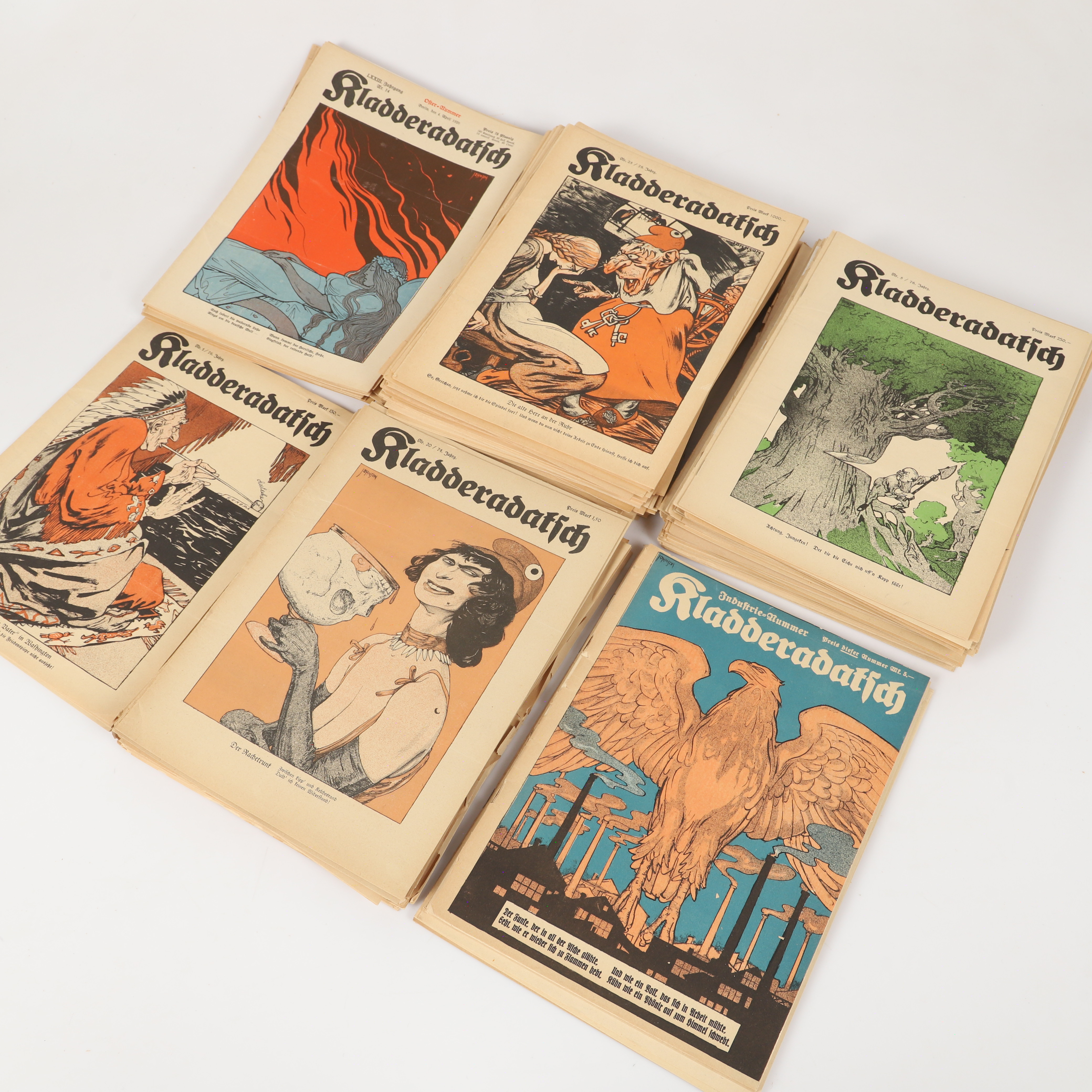 TIDNINGAR, ca 140 stycken, "Kladderadatsch", Berlin, Tyskland, 1920-1923.