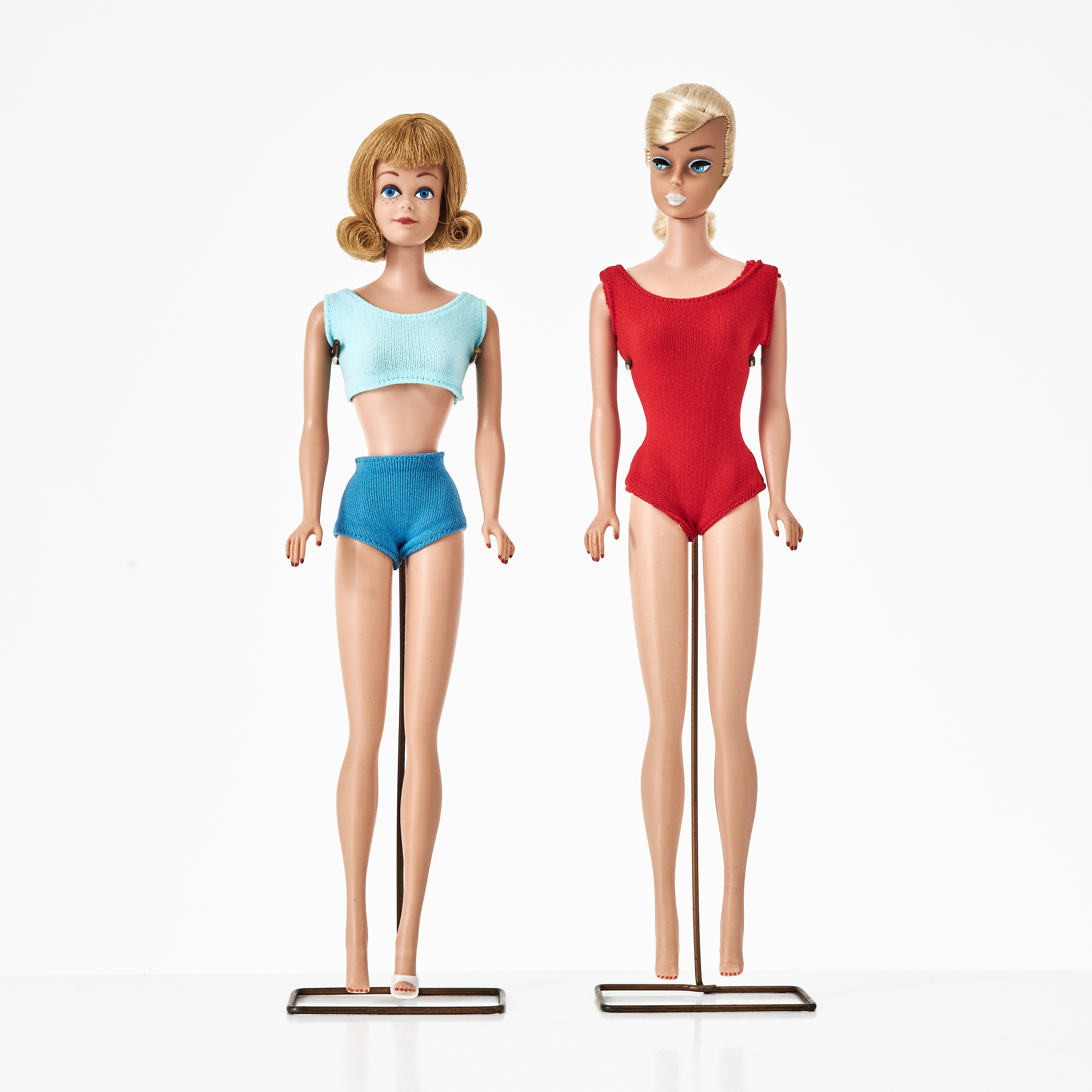 BARBIE, #850 SL Platinum Blonde Swirl Ponytail, MIDGE, #860 SL Blonde Hair Do, 1960s, Mattel.