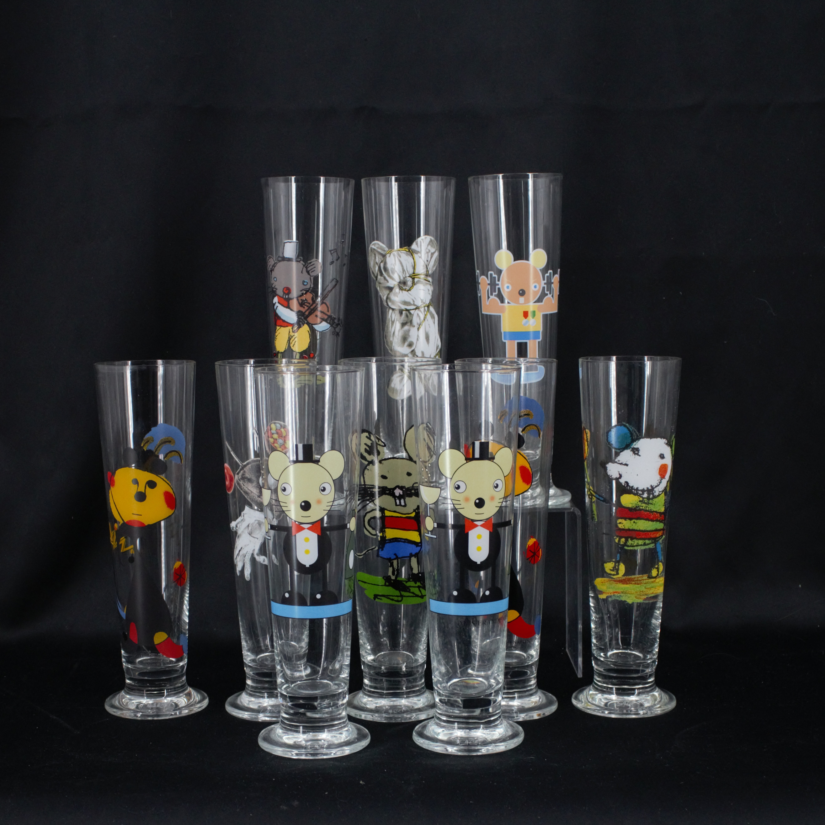 LASSE ÅBERG. Ölglas, 10 st, bemålat glas, signerade, etc, Etcetera Marketing.