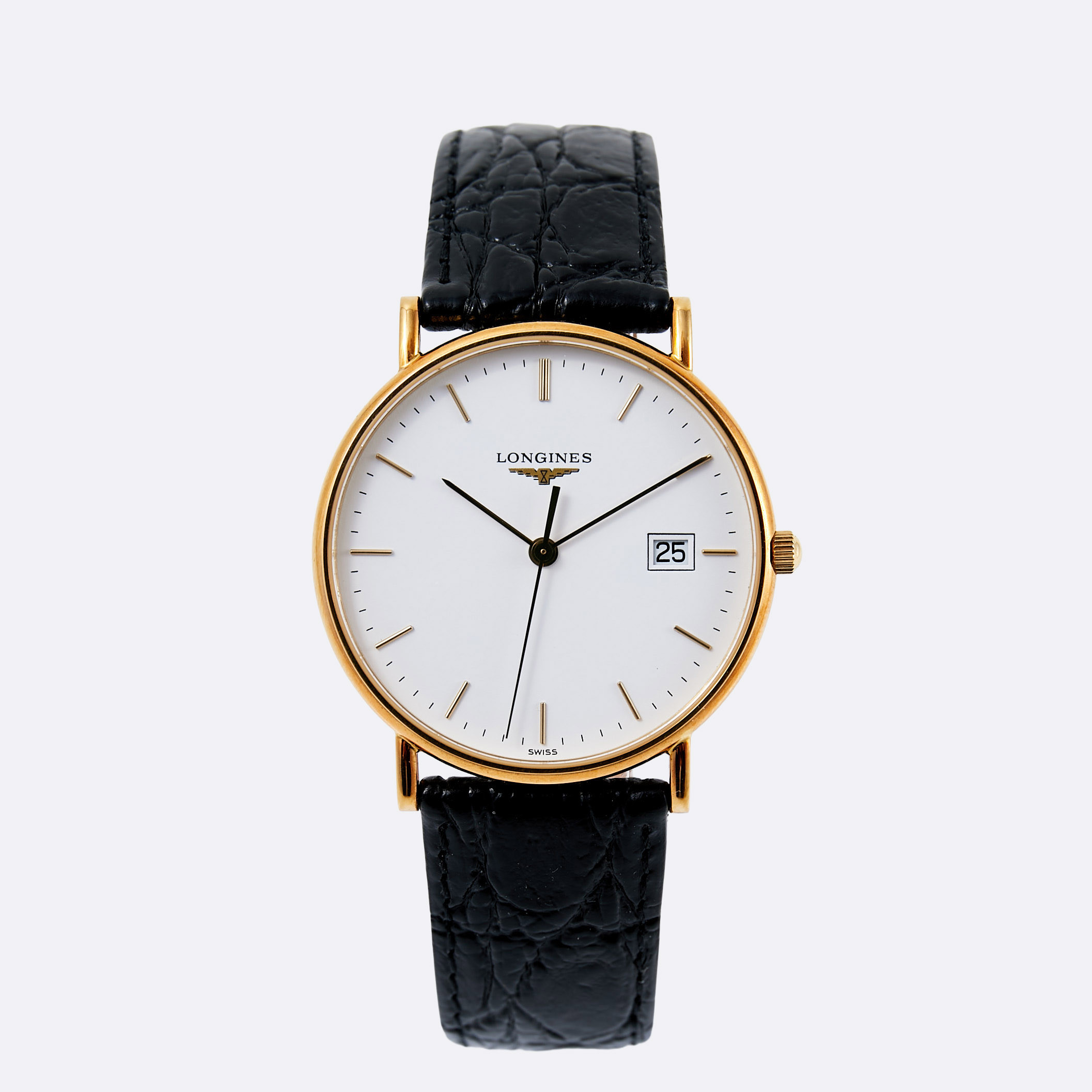 LONGINES, (Swiss), boett i 18 k guld, ca 33,5 mm, ca 2002, med i originaletui.