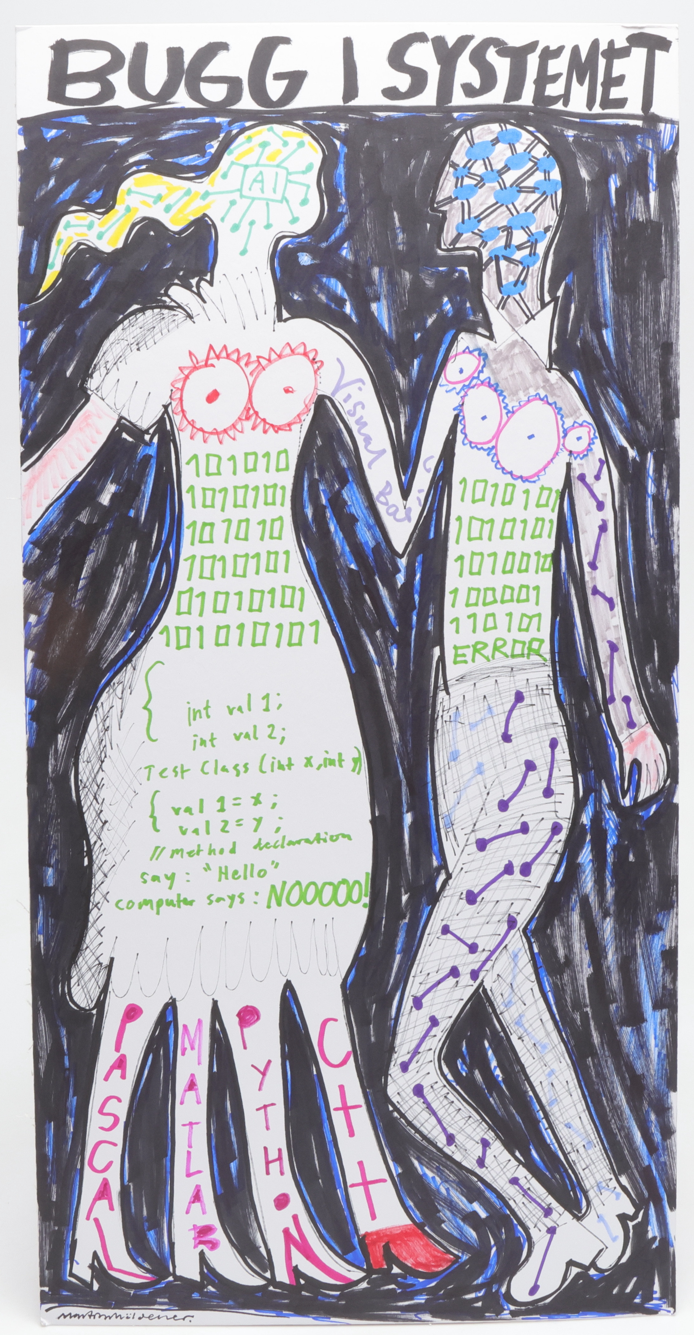 MARTIN MÖLDENER. "Bugg i systemet", tusch på passepartout, signerad.