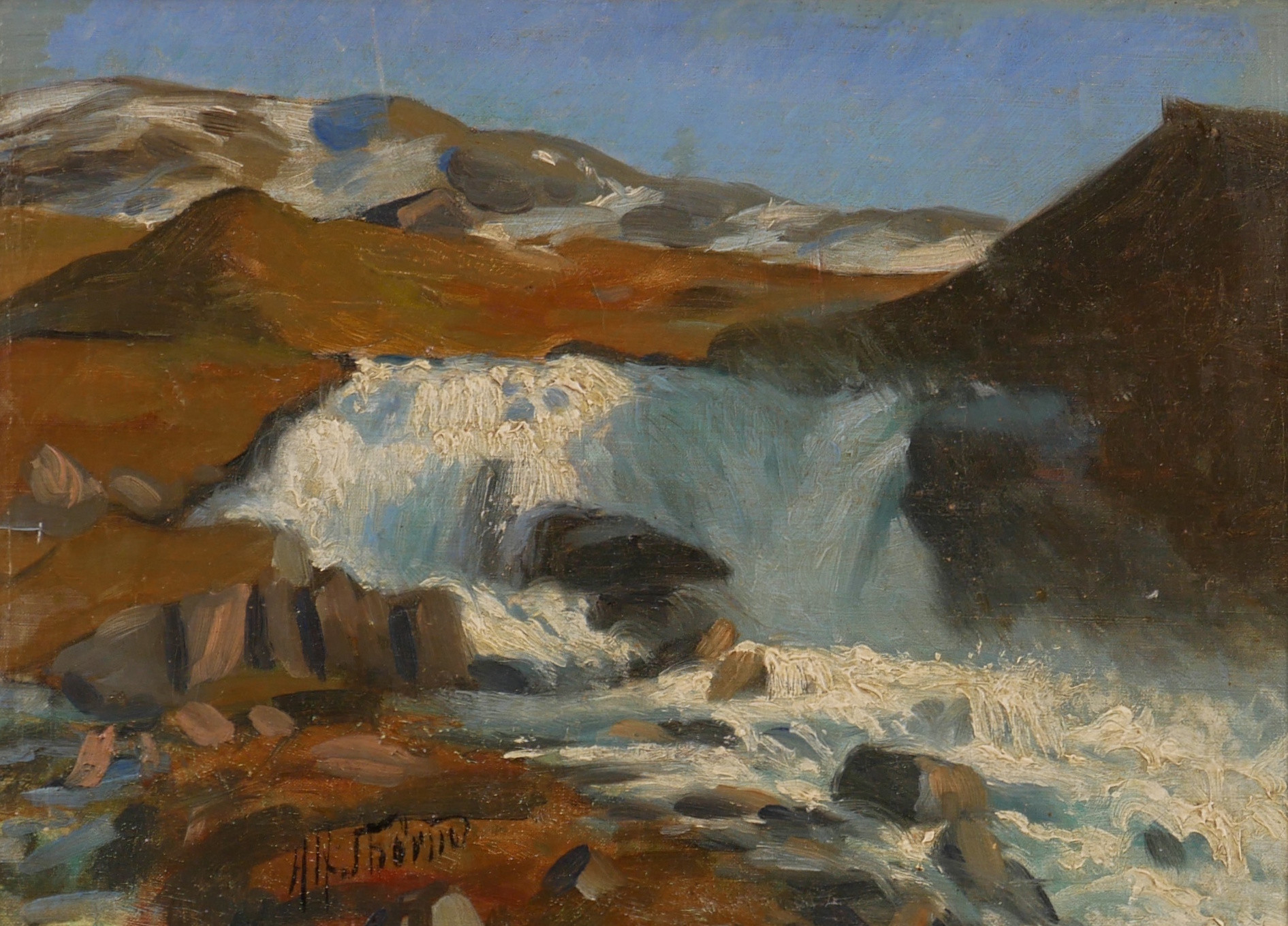 ALFRED  THÖRNE. Fjällandskap, olja på duk, signerad Alfr Thörne.