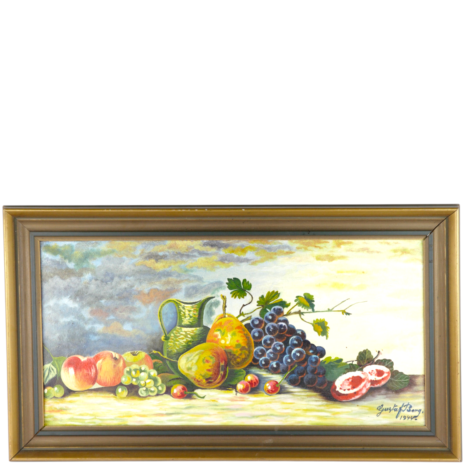 GUSTAF BORG. Olja på duk, stilleben med frukter, signerad, 1944.