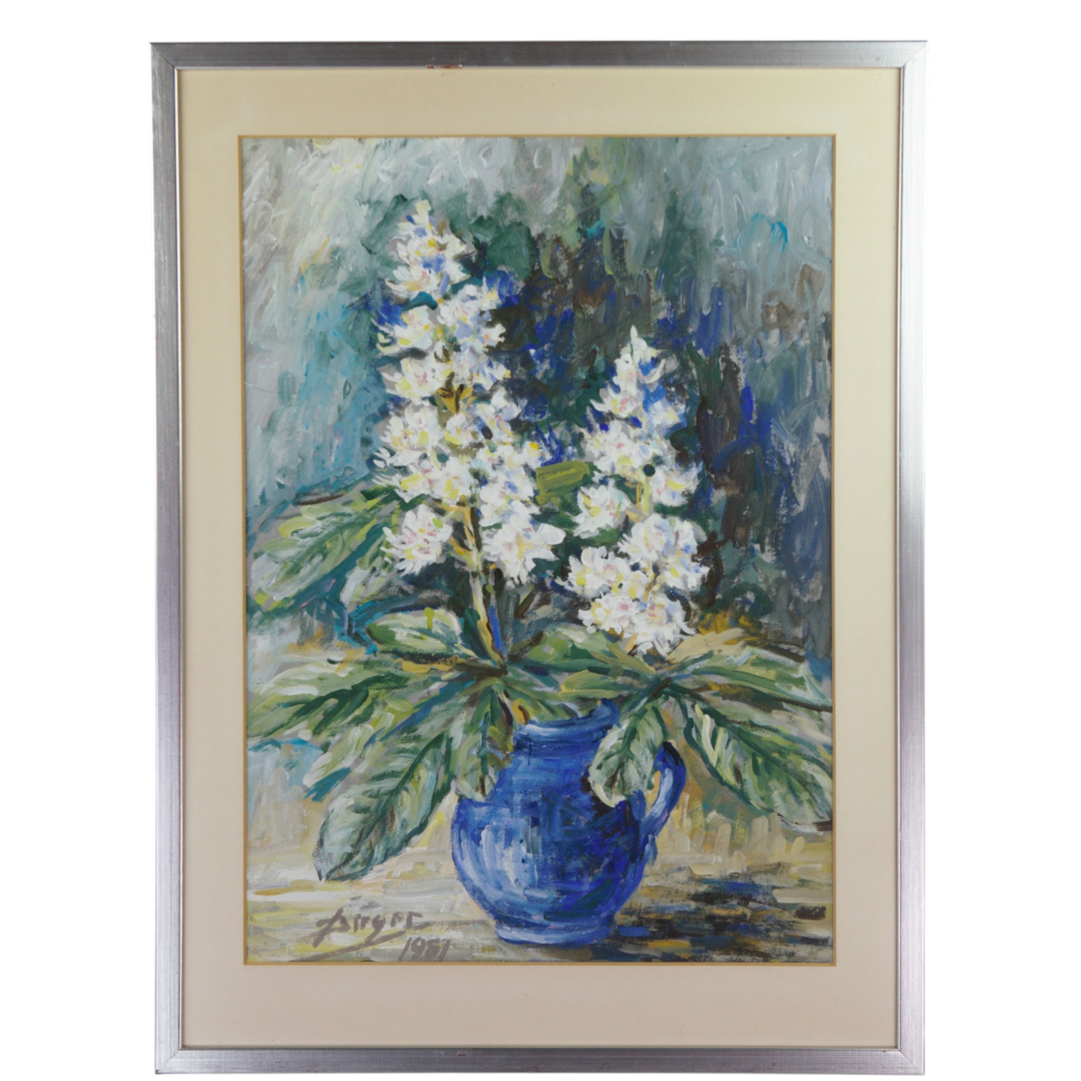 BIRGER BIRGER-ERICSON. Olja på papper, blomsterstilleben, signerad Birger 1981.