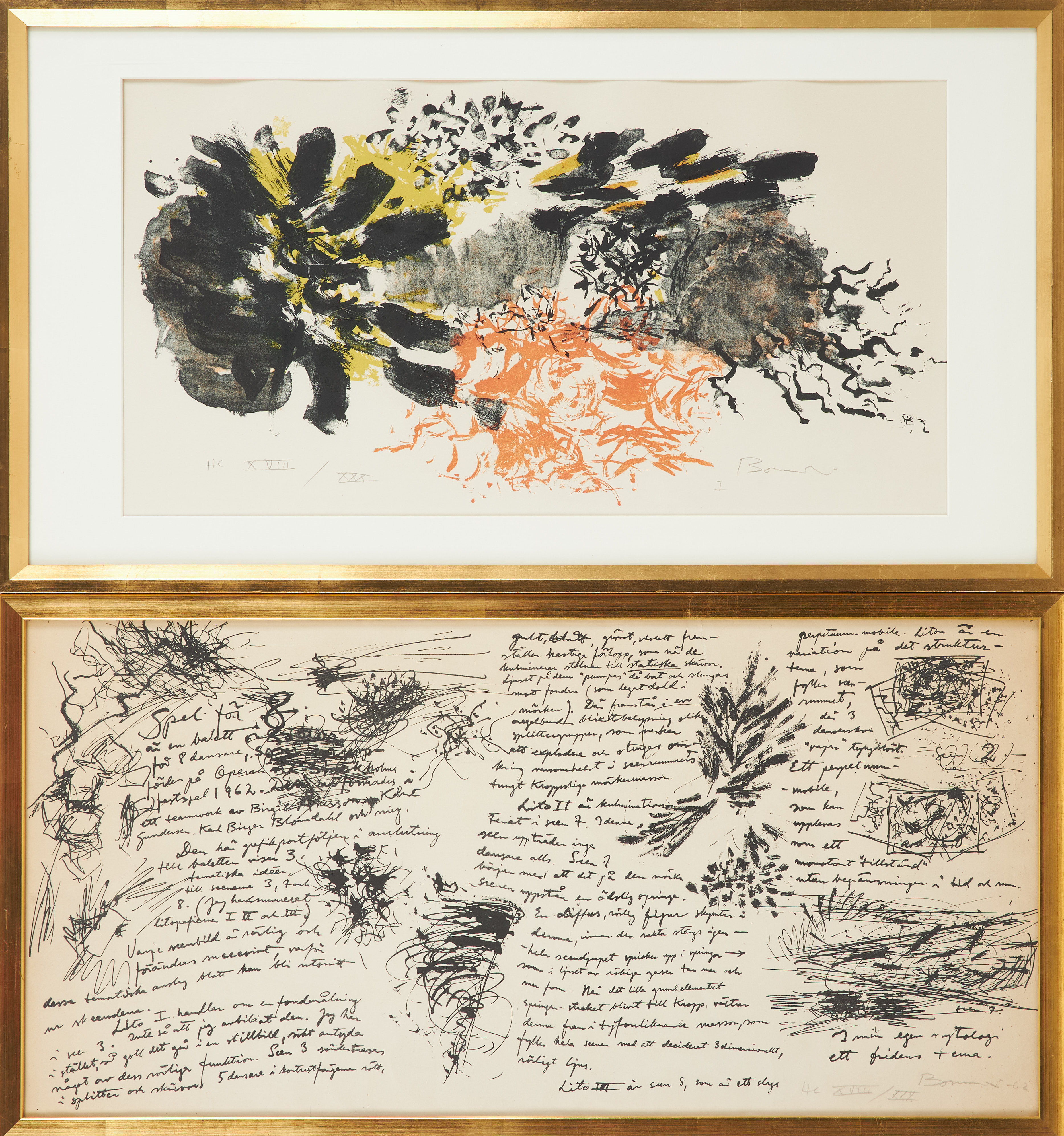 OLLE BONNIER. Färglitografier, 2 st, signerade, numrerade HC XVIII/XXX, varav en daterad -62.