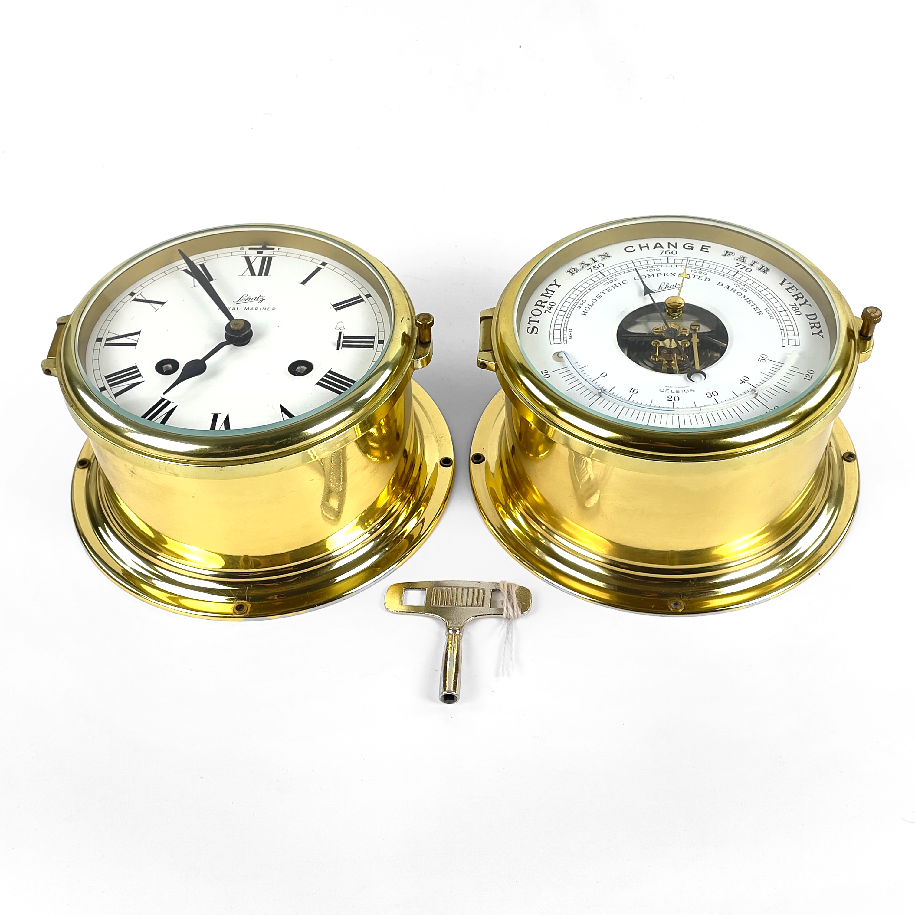 BAROMETER och SKEPPSUR, Royal Mariner, August Schatz & Söhne, Tyskland, 1900-talets slut.