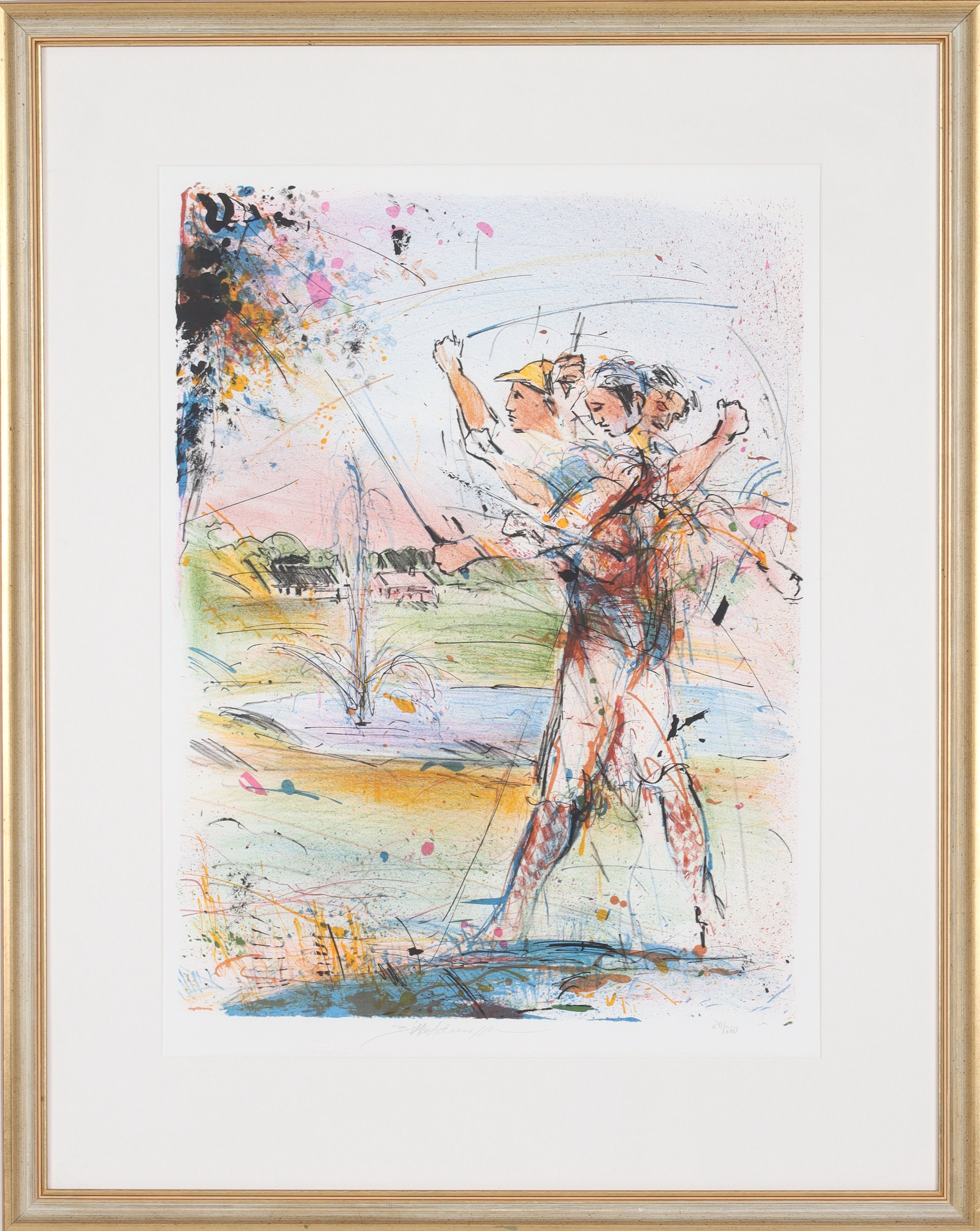 BO ÅKE ADAMNSSON. Golfspelare, färglitografi, signerad och numrerad 241/260.