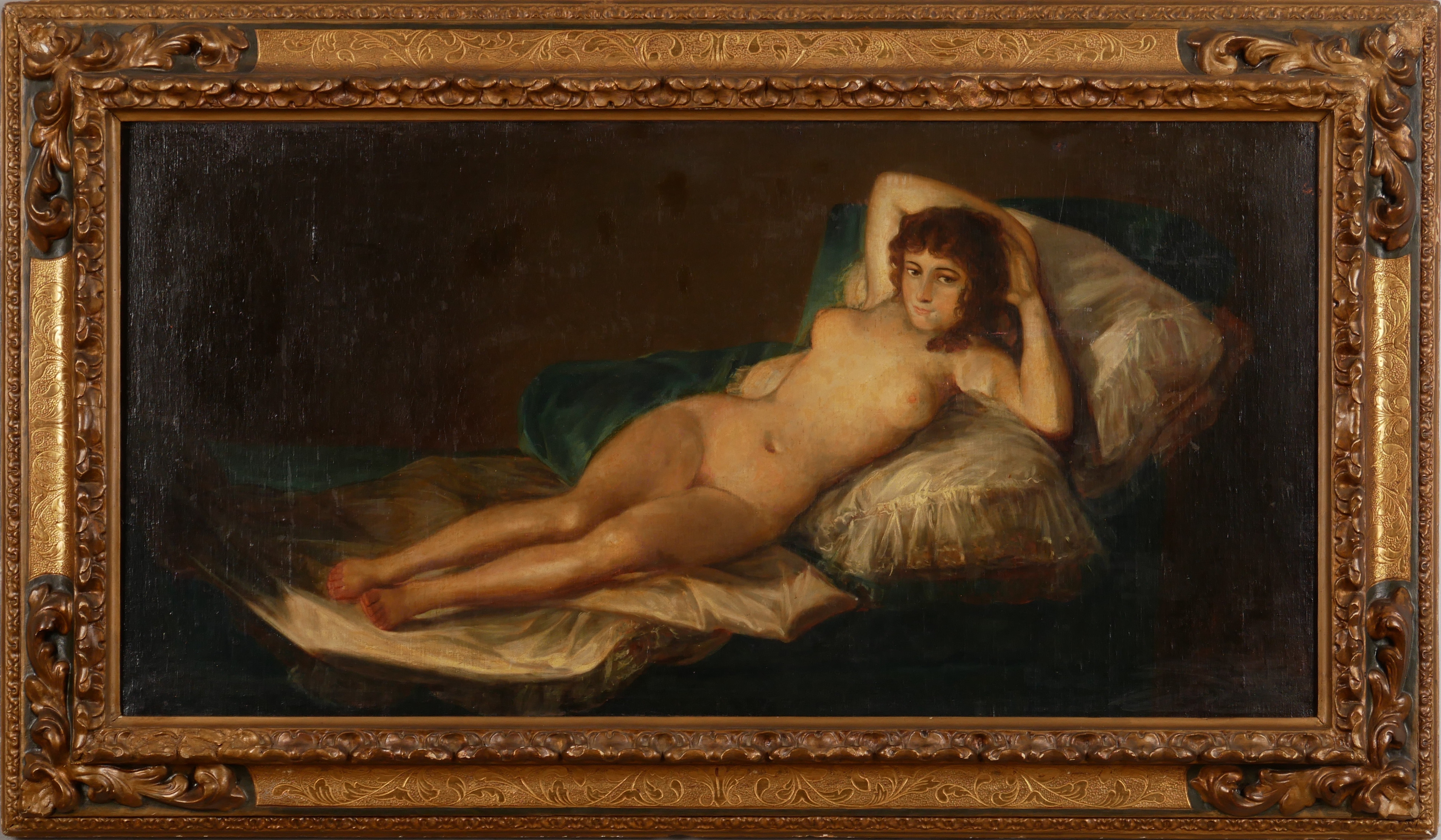 FRANCISCO DE GOYA Y LUCIENTES. EFTER. "La maja desnuda", olja på duk, efter 1800-tal.