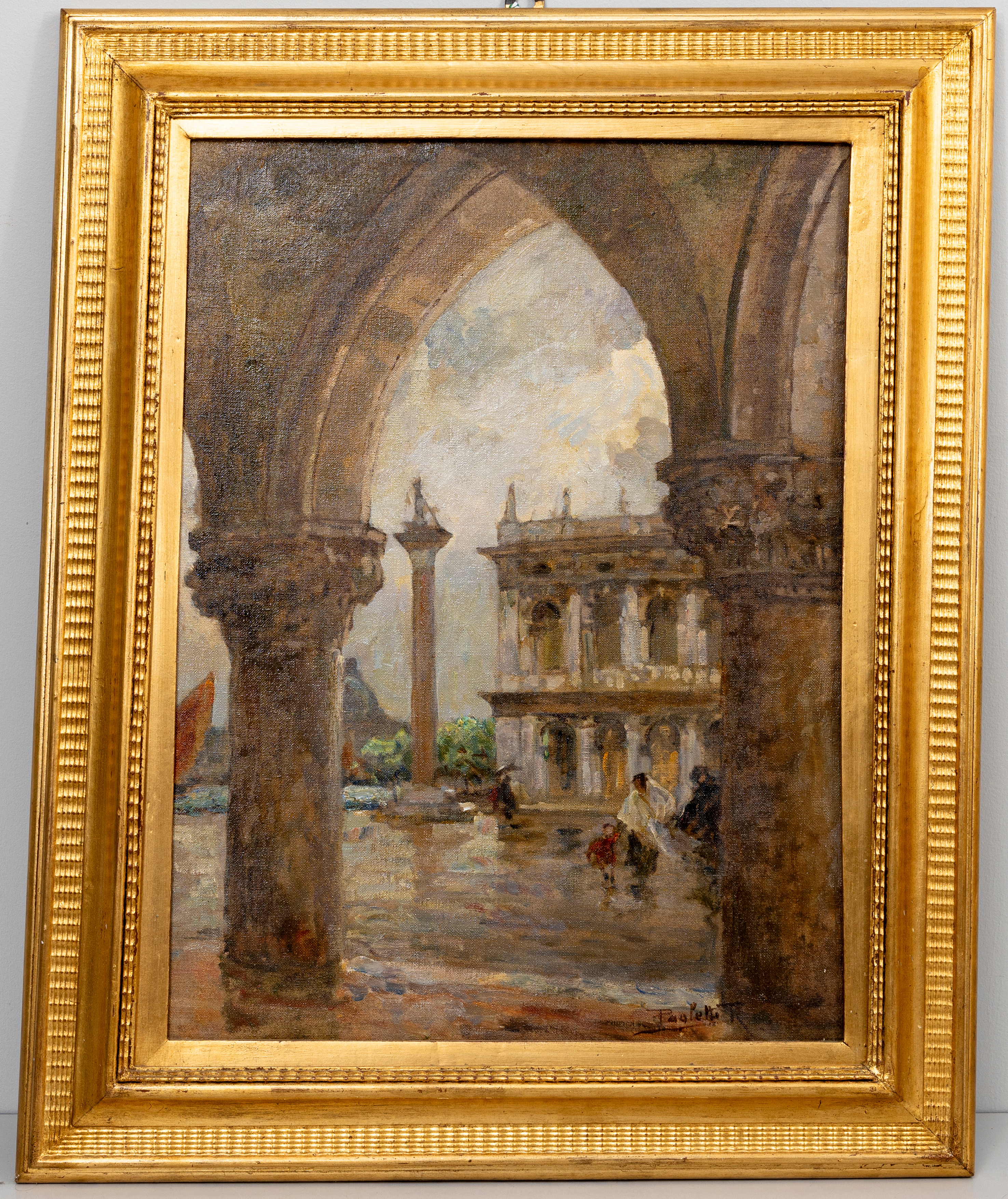 RODOLFO PAOLETTI (1866-1940). Utsikt från Dodgepalatset i Venedig, olja på duk, signerad Paoletti R.