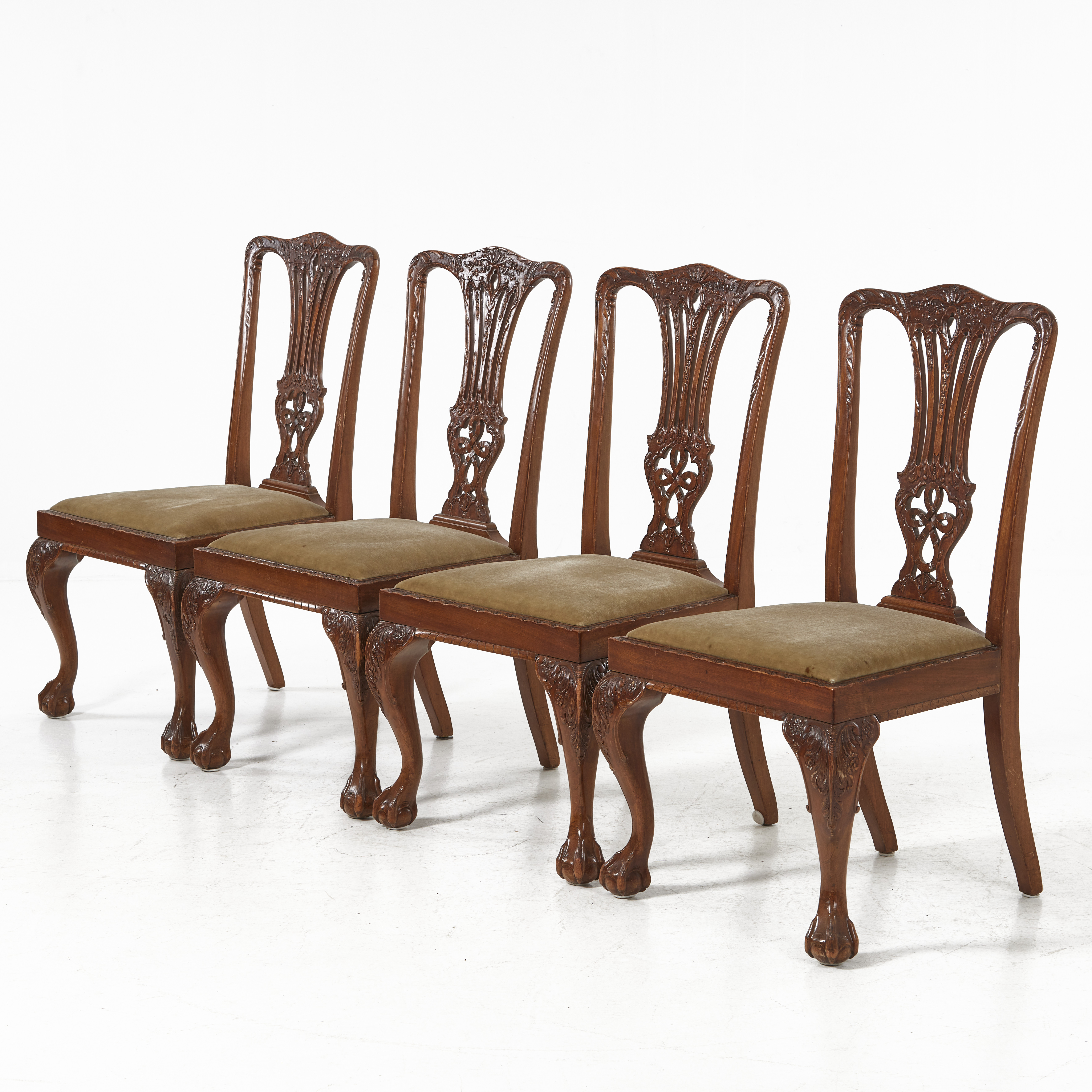 STOLAR, 4 stycken, Chippendale-stil, England, 1900-talets början.
