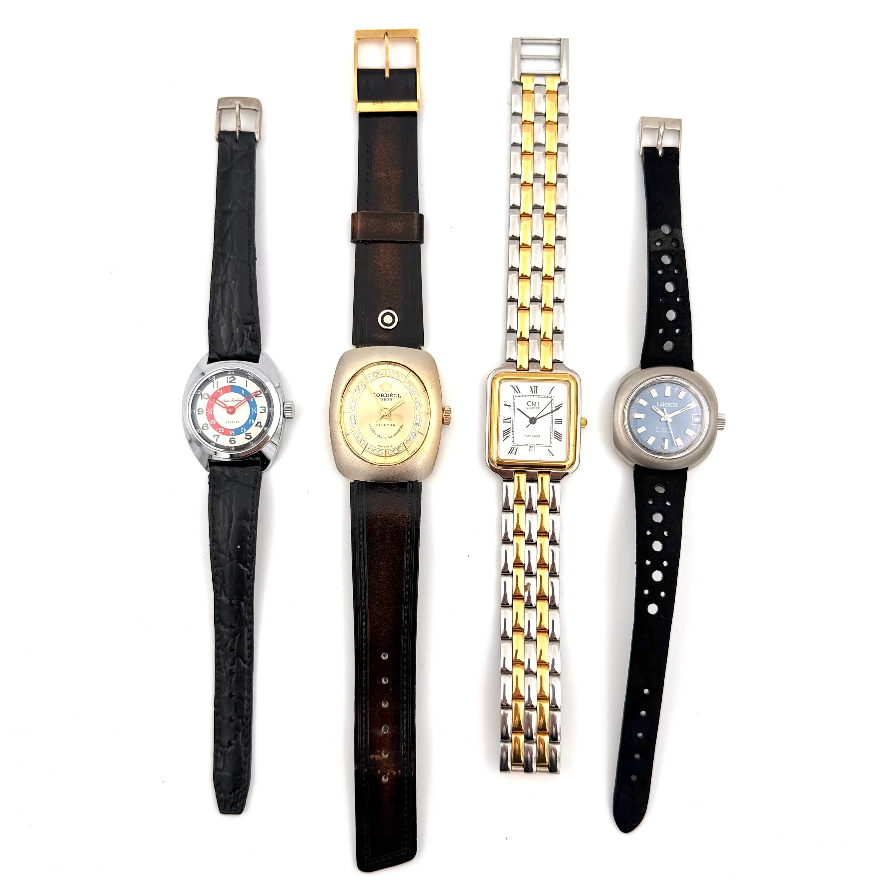 ARMBANDSUR 4 ST, LANCO, automatic, stål, CMI, quartz, CORDELL "3600", manuell, JEAN HERBER, manuell, stål.