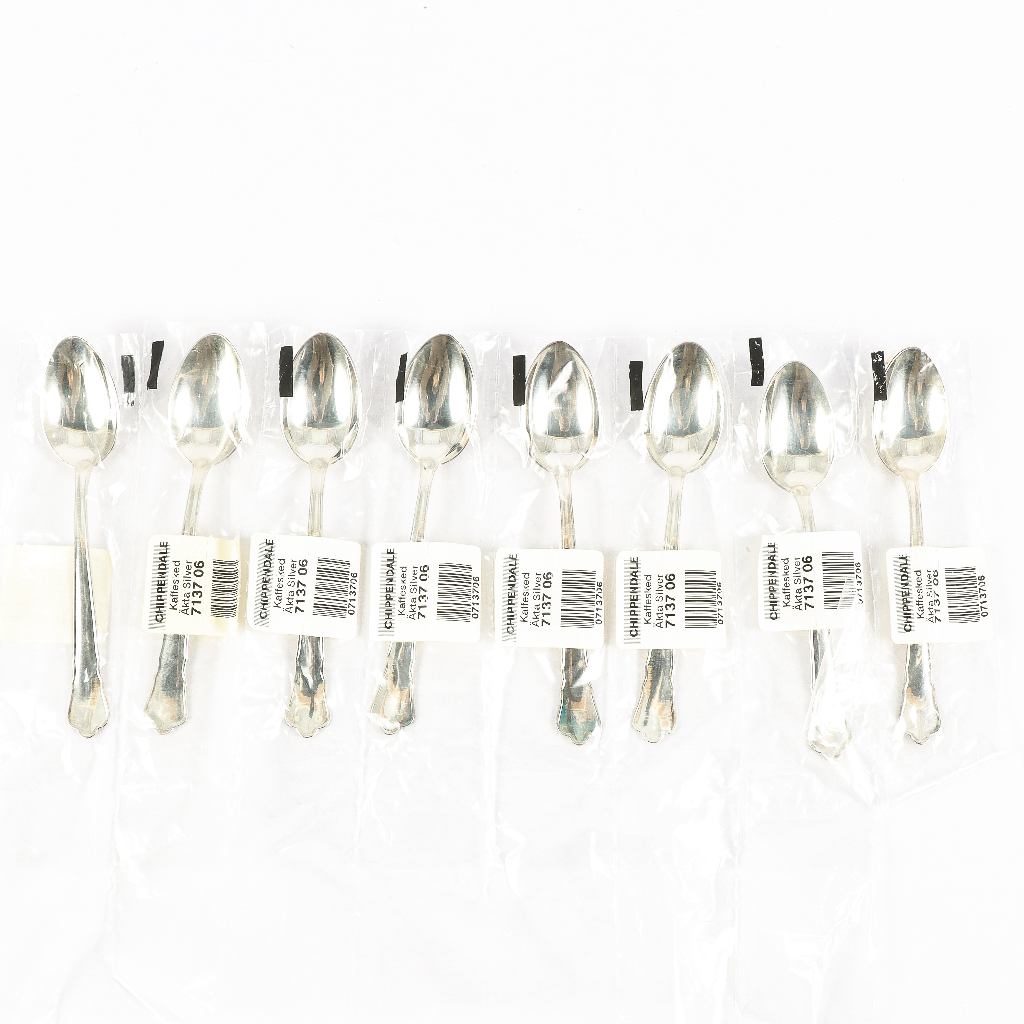 KAFFESKEDAR 8 stycken silver, Chippendale, GAB.