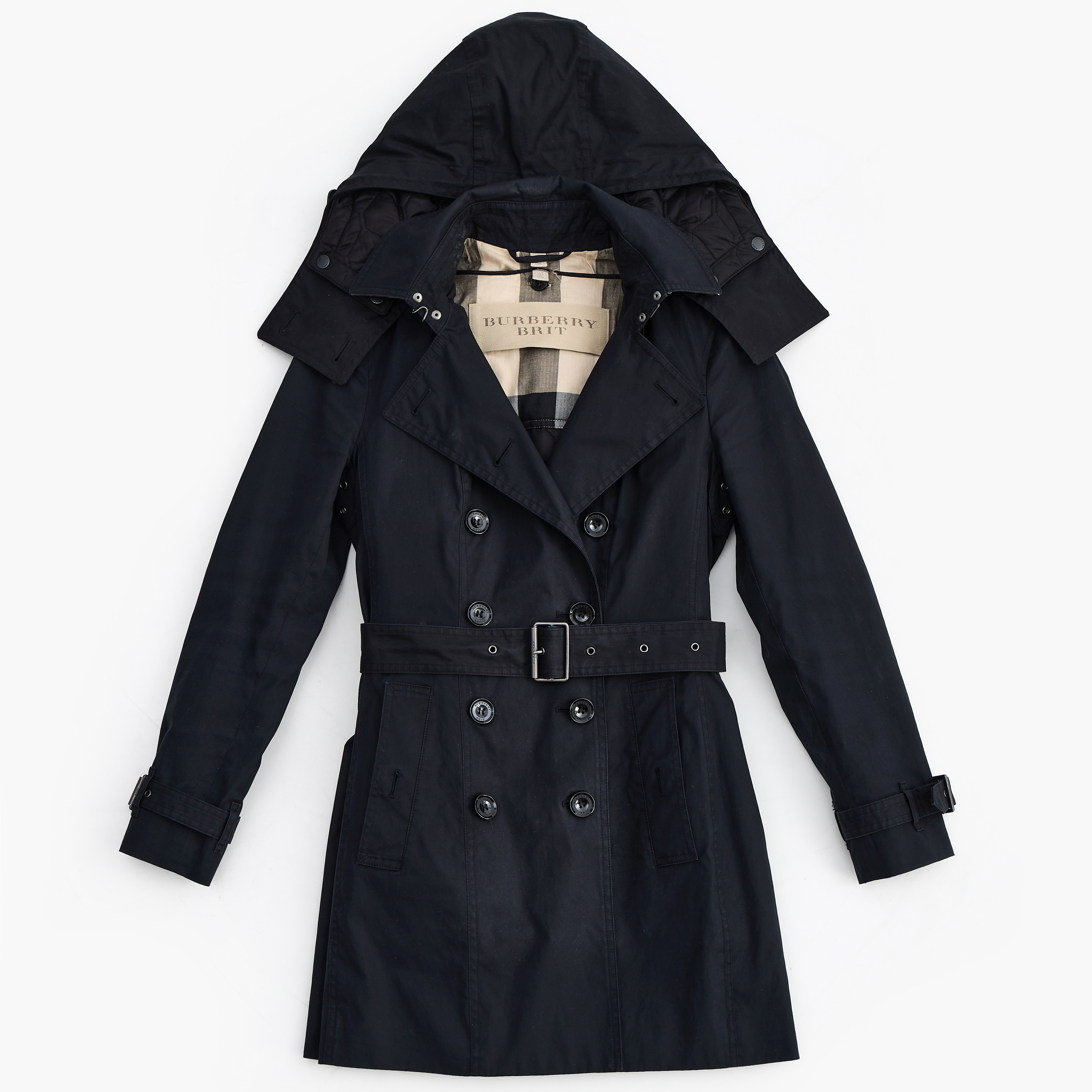BURBERRY, trenchcoat med foder, svart, strl 34.