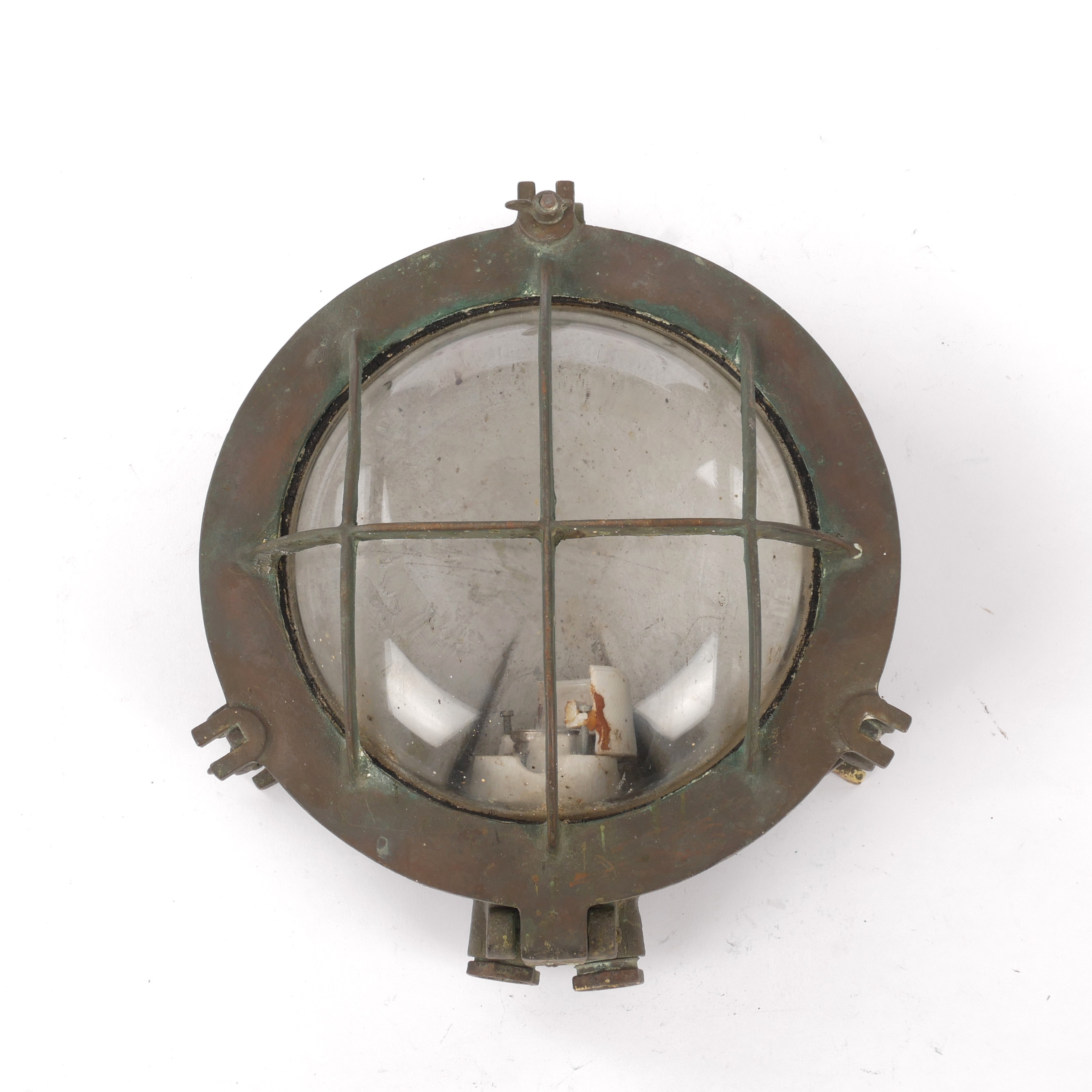 GALLERLAMPA TILL SKEPP, mässing och glas.