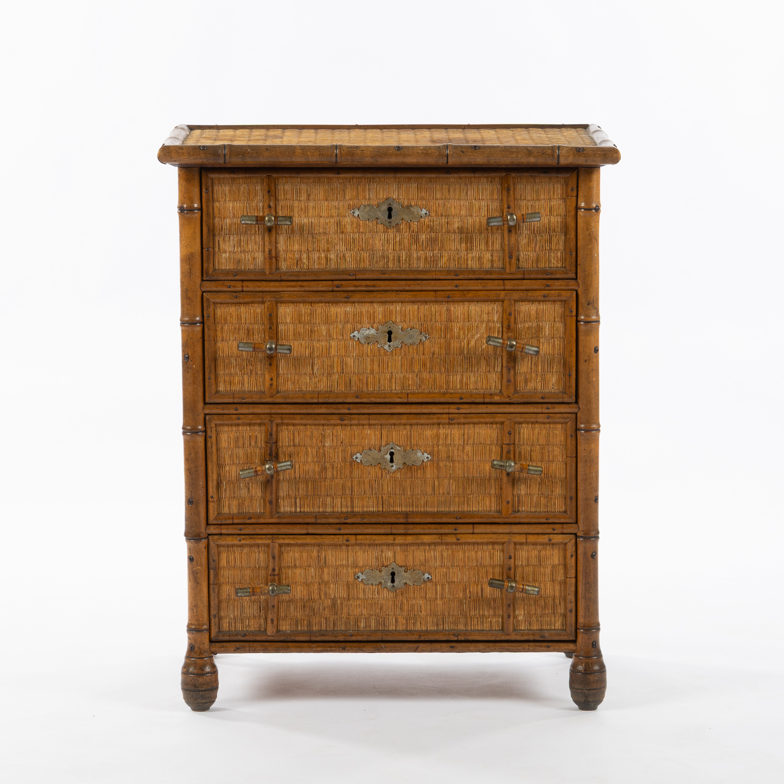 BYRÅ, bok och stråmatta, kolonialstil, troligen Bodafors, 1890-tal.