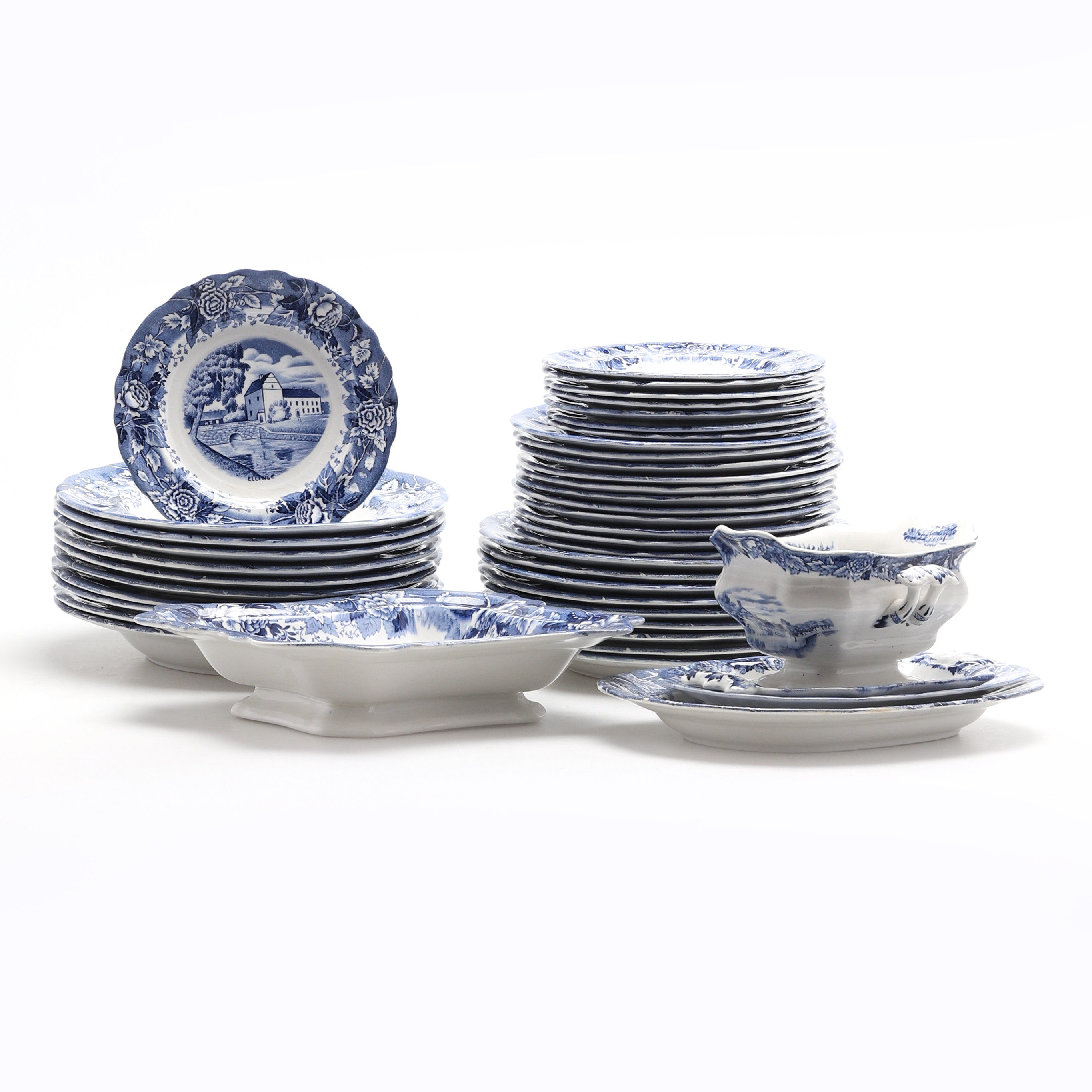 SERVISDELAR, flintgods, 41 delar "Skånska Slott", Rörstrand.