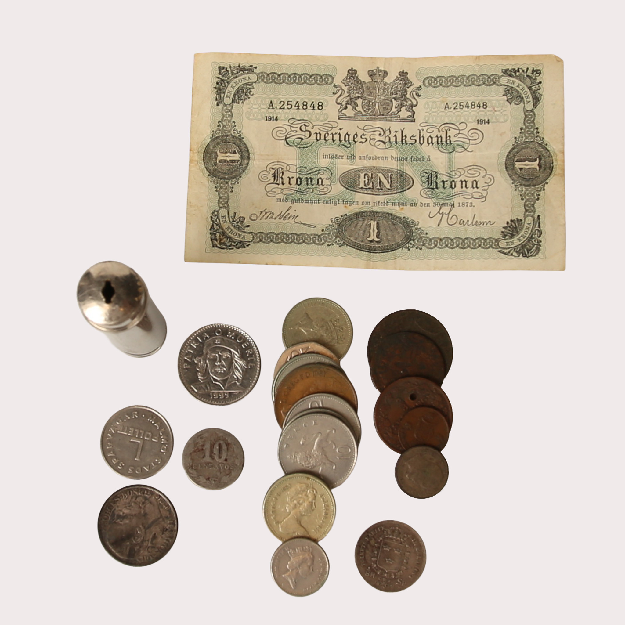 SILVERMYNT, 1/8 Riksdaler Specie, Carl XIV Johan år 1832, mm. svenska och utländska i andra metaller.