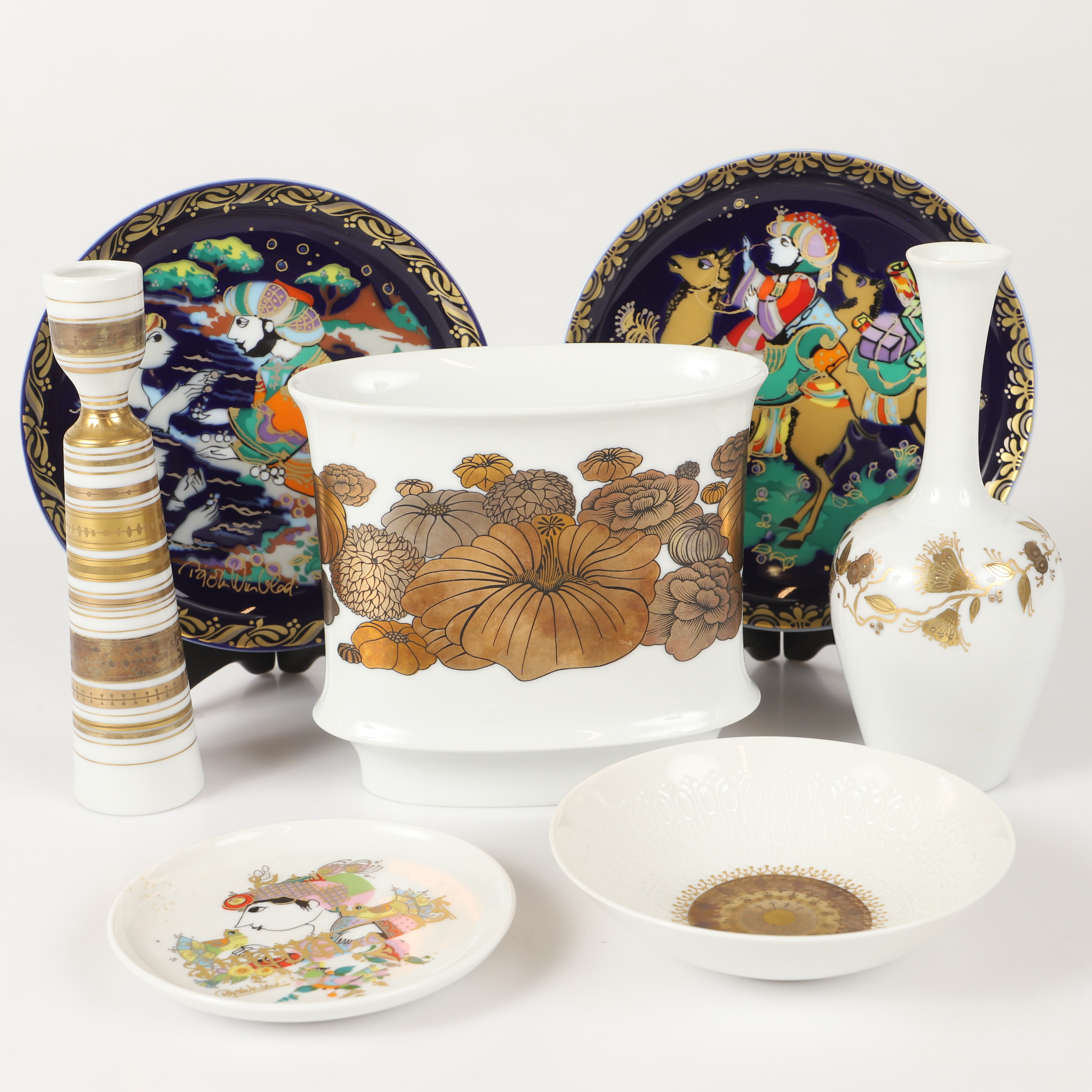 BJÖRN WIINBLAD. Vaser m.m., 7 delar, porslin, Rosenthal, Tyskland.