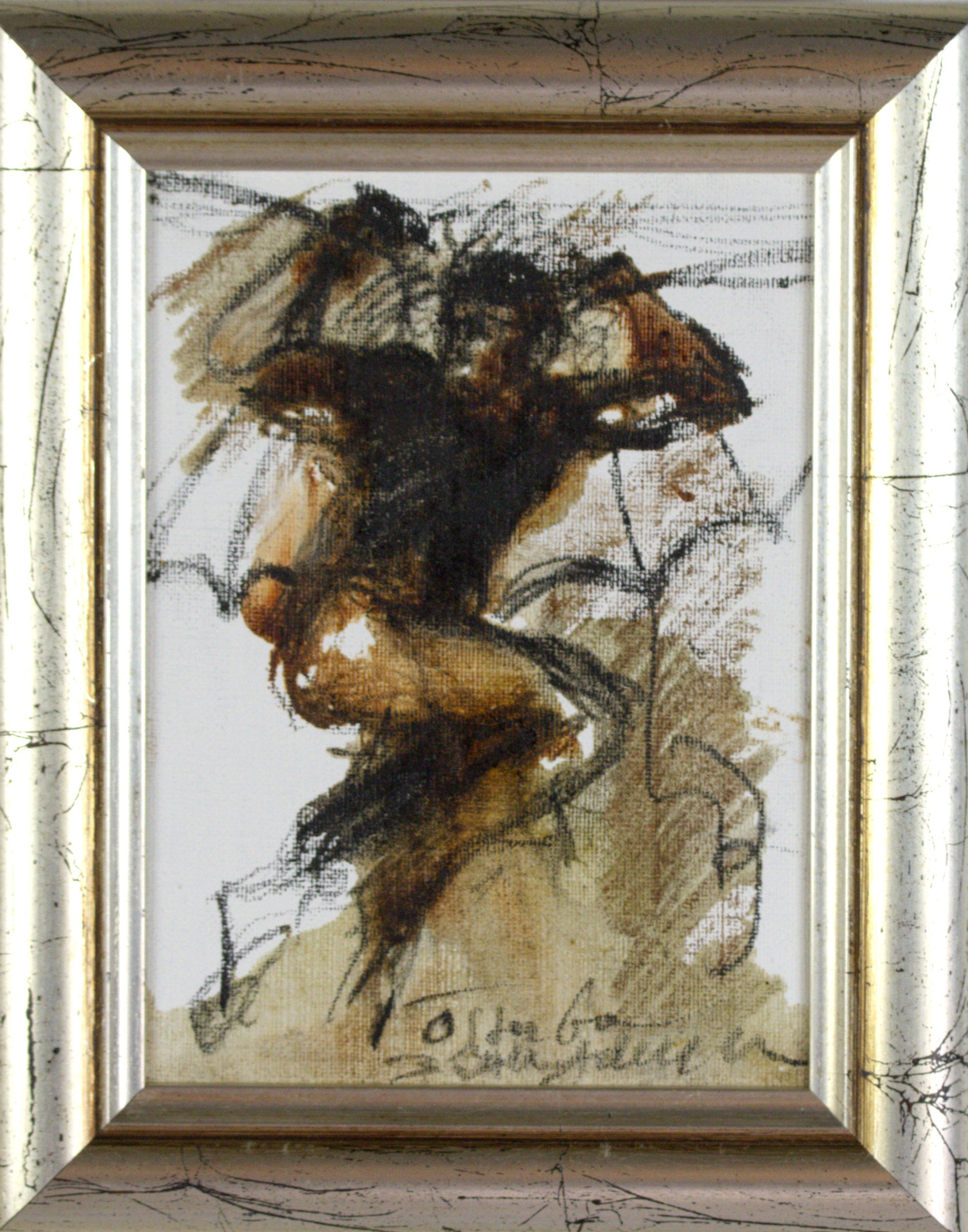 BO ÅKE ADAMSSON. Olja på duk, figur med vingar, signerad.