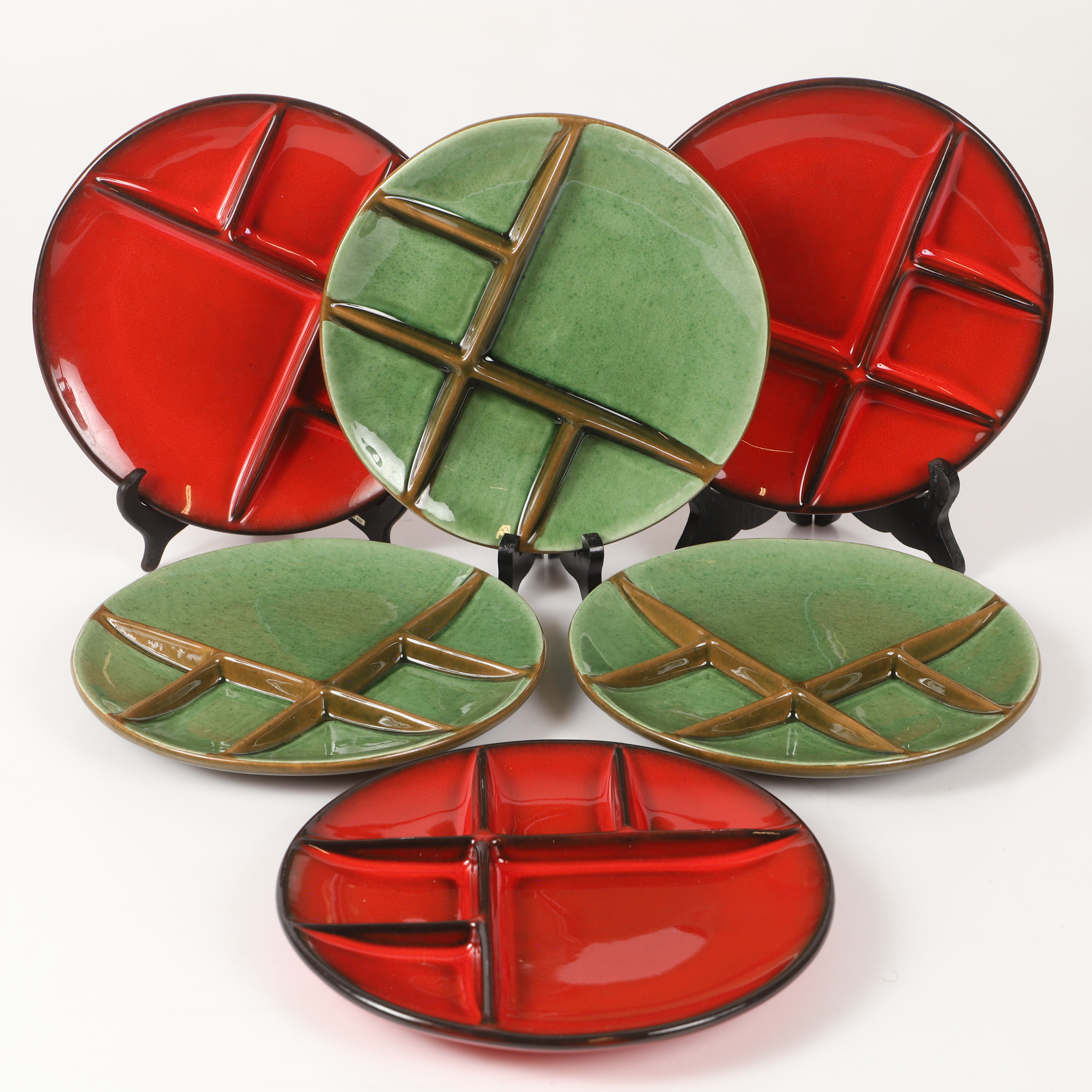 FONDUETALLRIKAR, 6 stycken, glaserad keramik, SIGG, Schweiz.