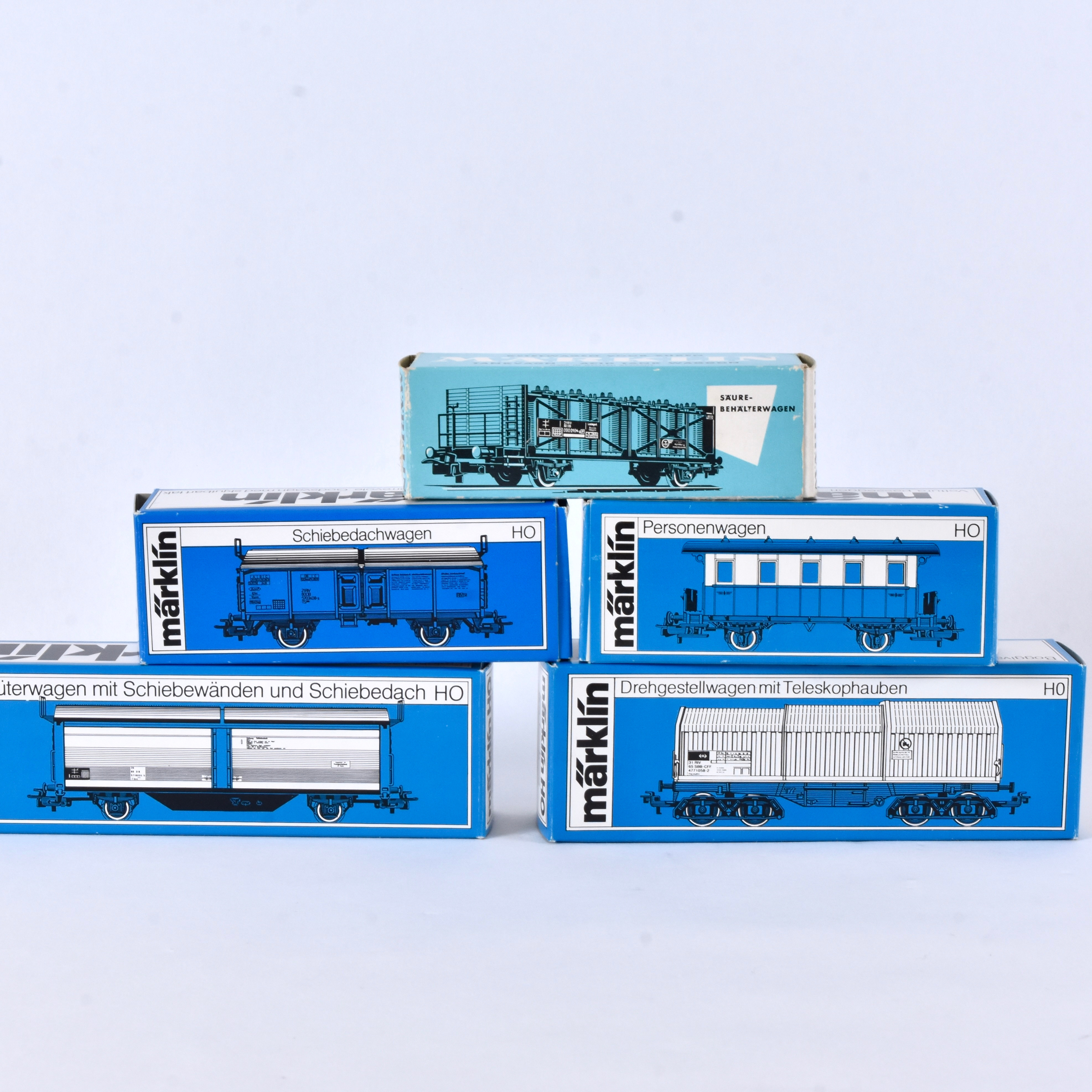 VAGNAR, 5-stycken, Märklin, 4657, 4107-2, 4729, 4687, 4619.