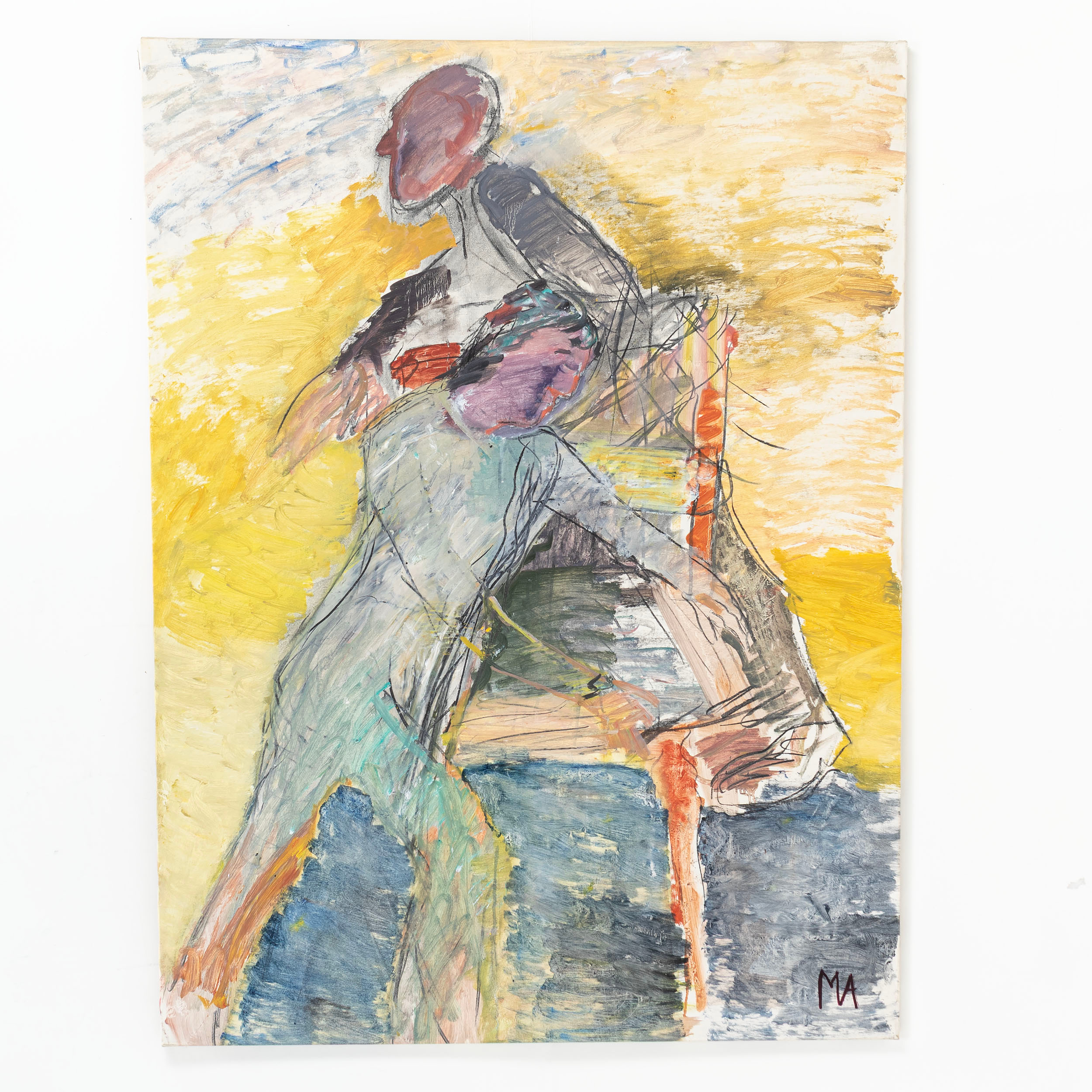 MAJ ARNELL. Olja på duk, "Hela havet stormar", signerad & daterad 91.