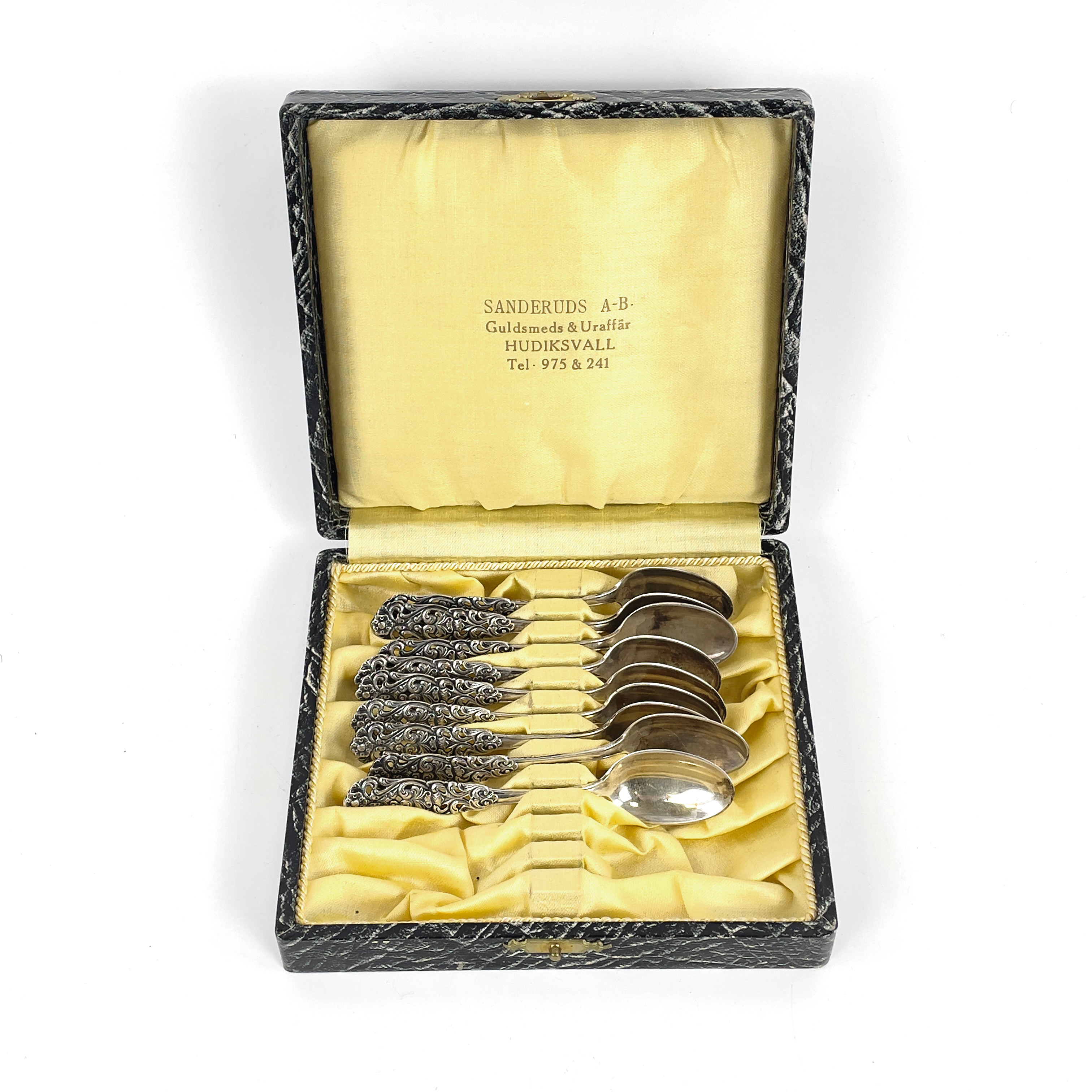 KAFFESKEDAR, 9 st, silver, märkta Norge 203.