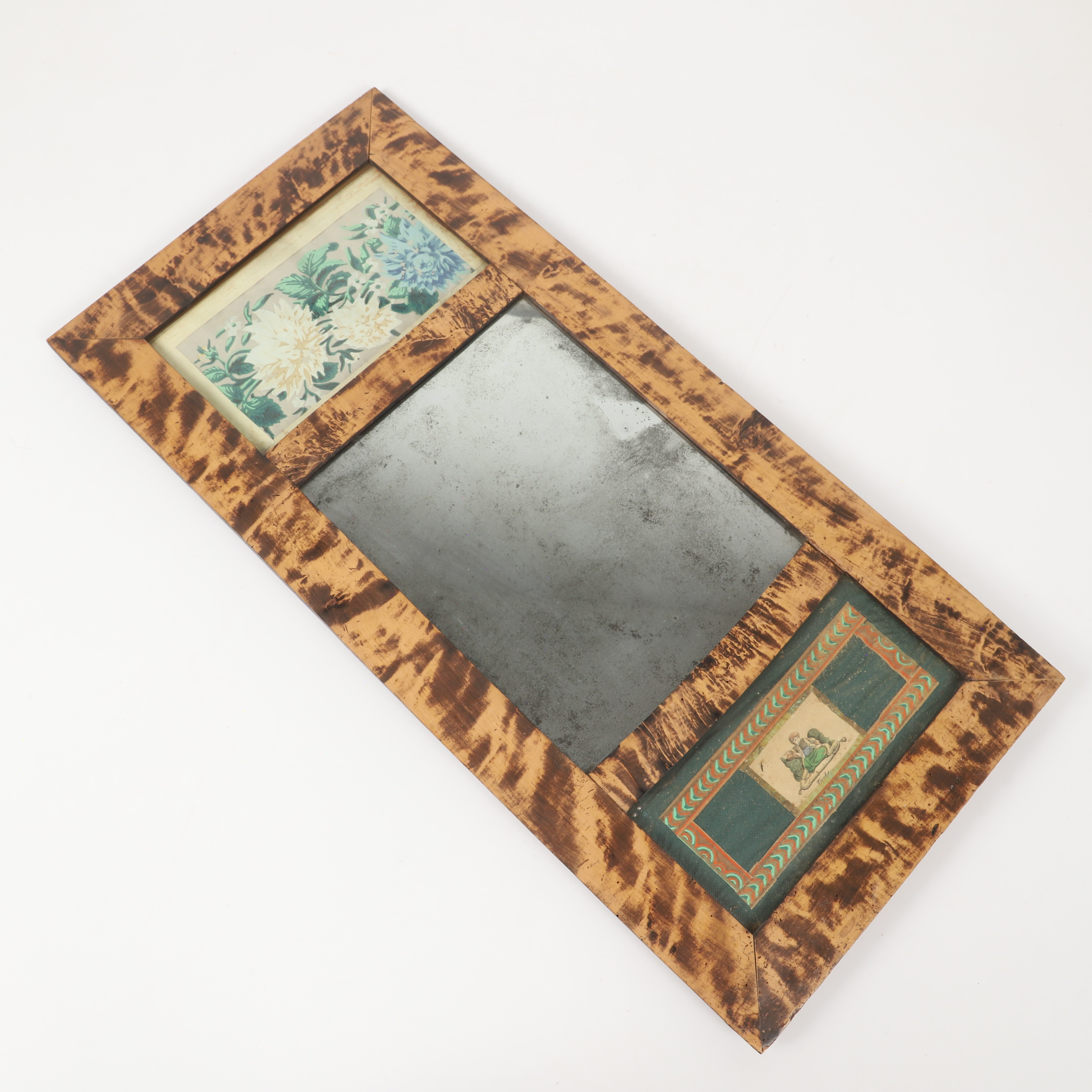 ALLMOGESPEGEL, glas/trä, 1700/1800-tal.