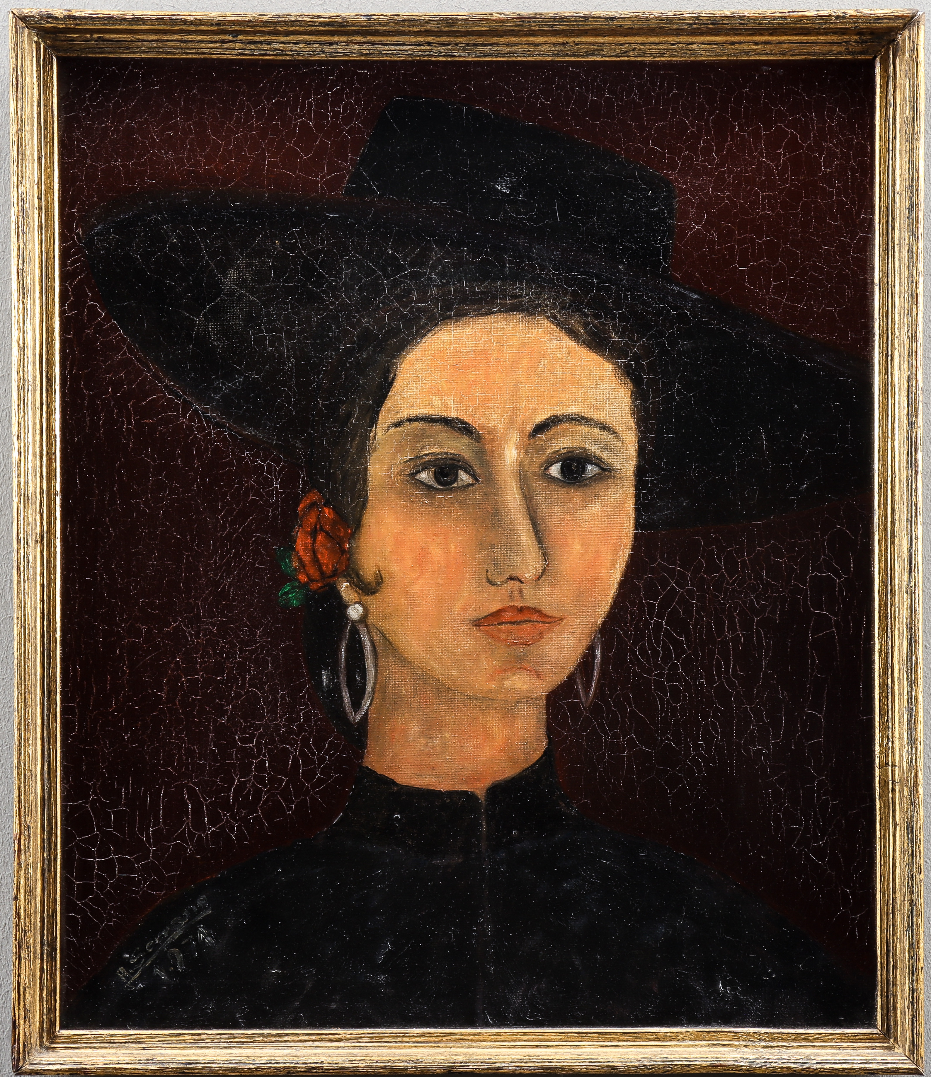 OIDENTIFIERAD KONSTNÄR, Spansk kvinna, signerad A Serrano 1974.