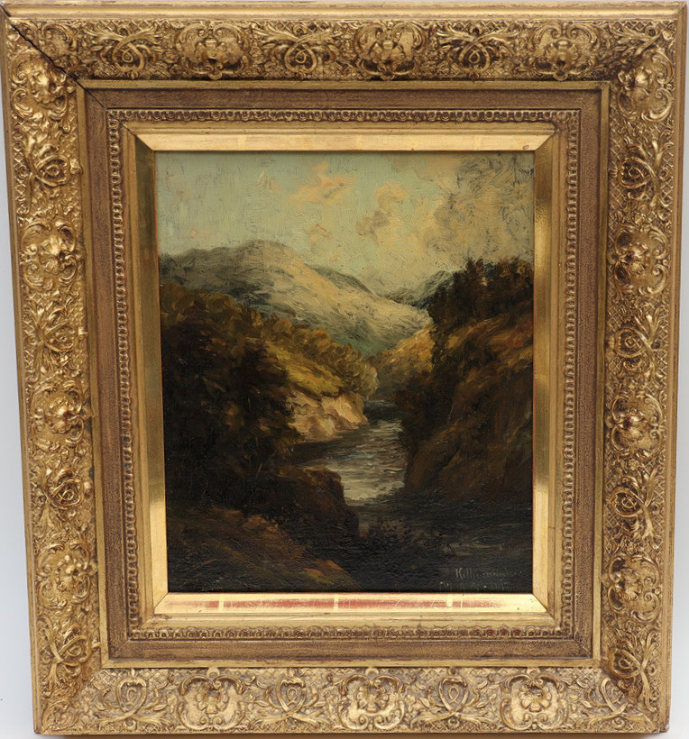 OIDENTIFIERAD KONSTNÄR. Landskap med vattendrag, otydligt signerad.