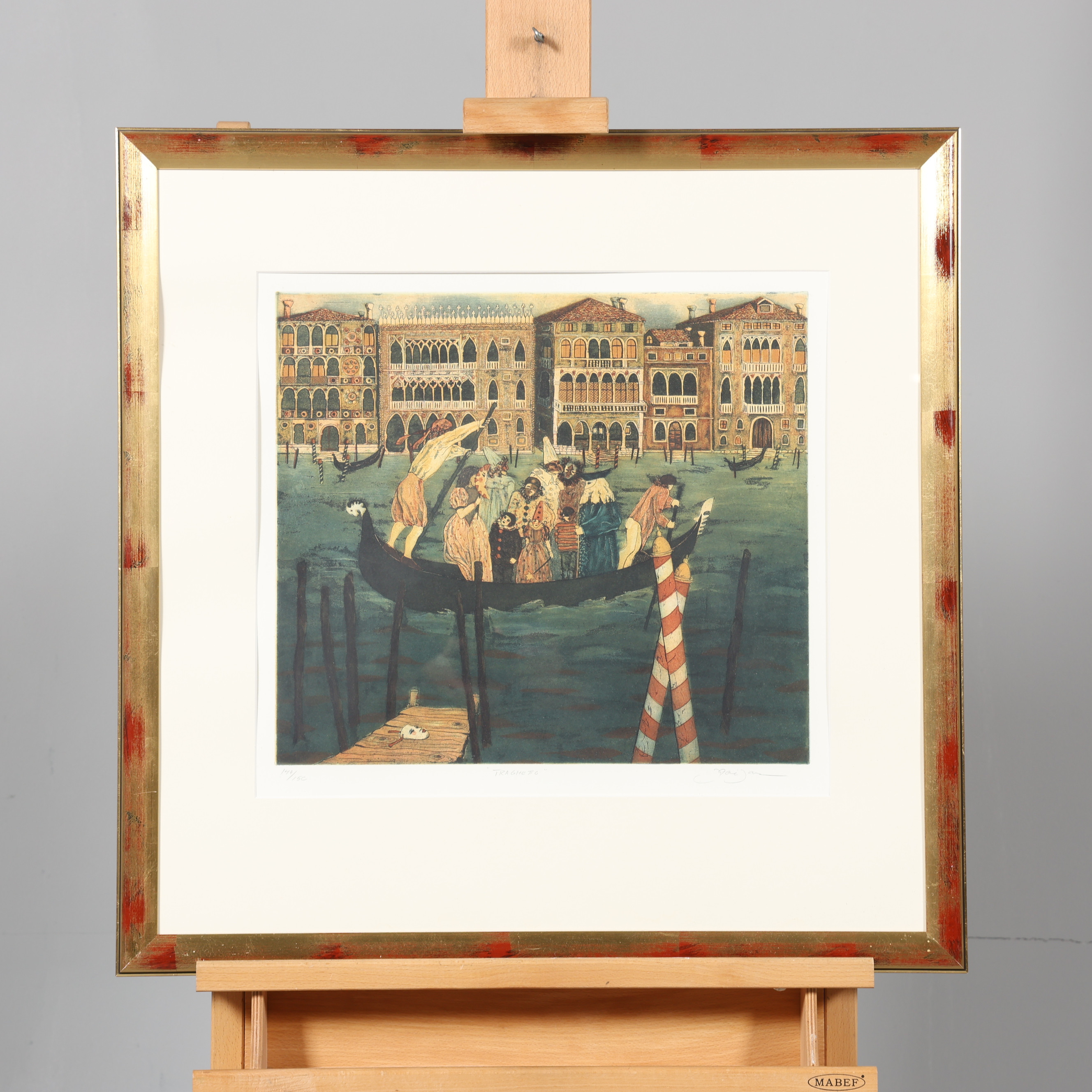 IRENE JARZ. LITOGRAFI, "traghetto" Signerad samt numrerad 148/150.