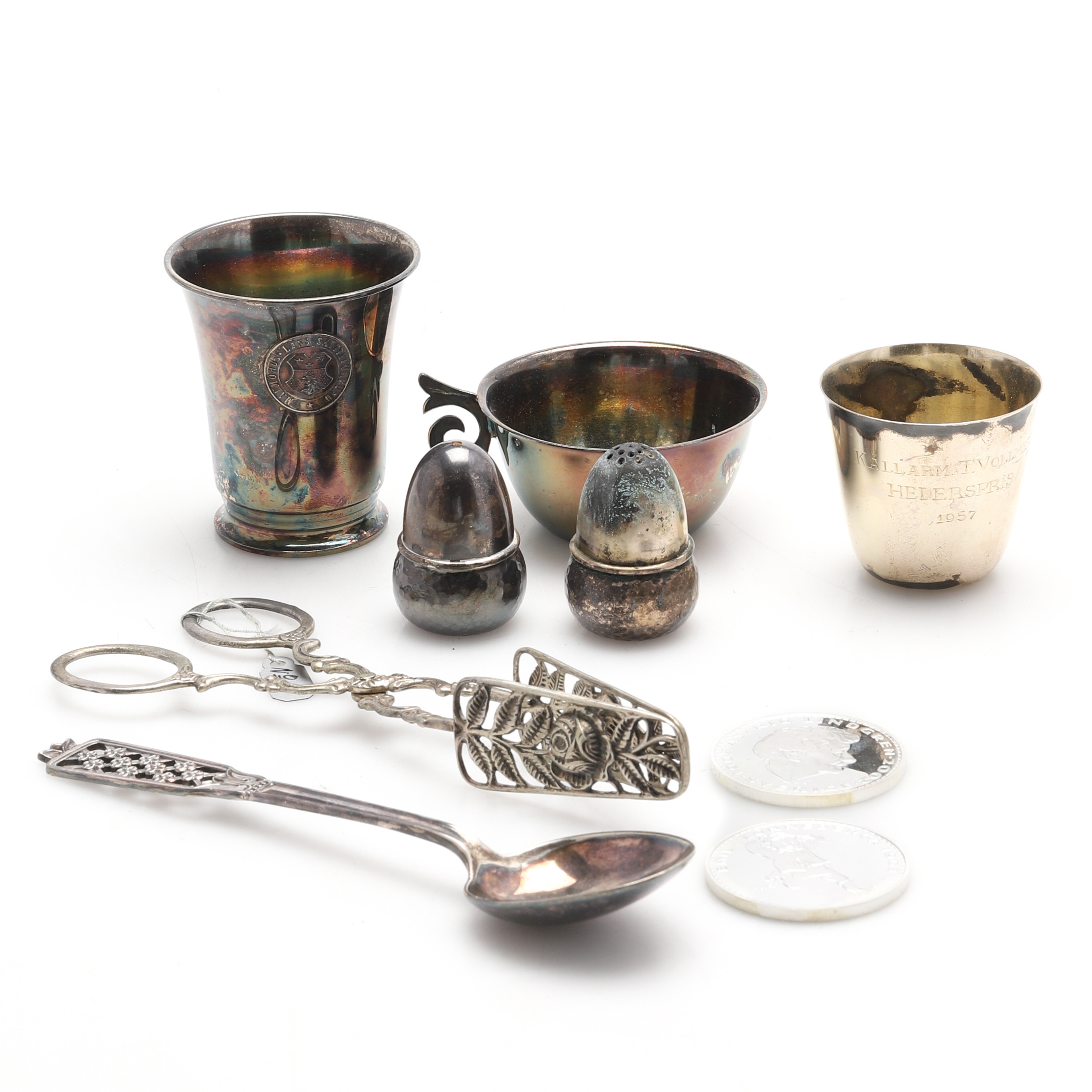 SAMLING SILVER. Mestadels svenska stämplar. Vikt ca 230 gram.