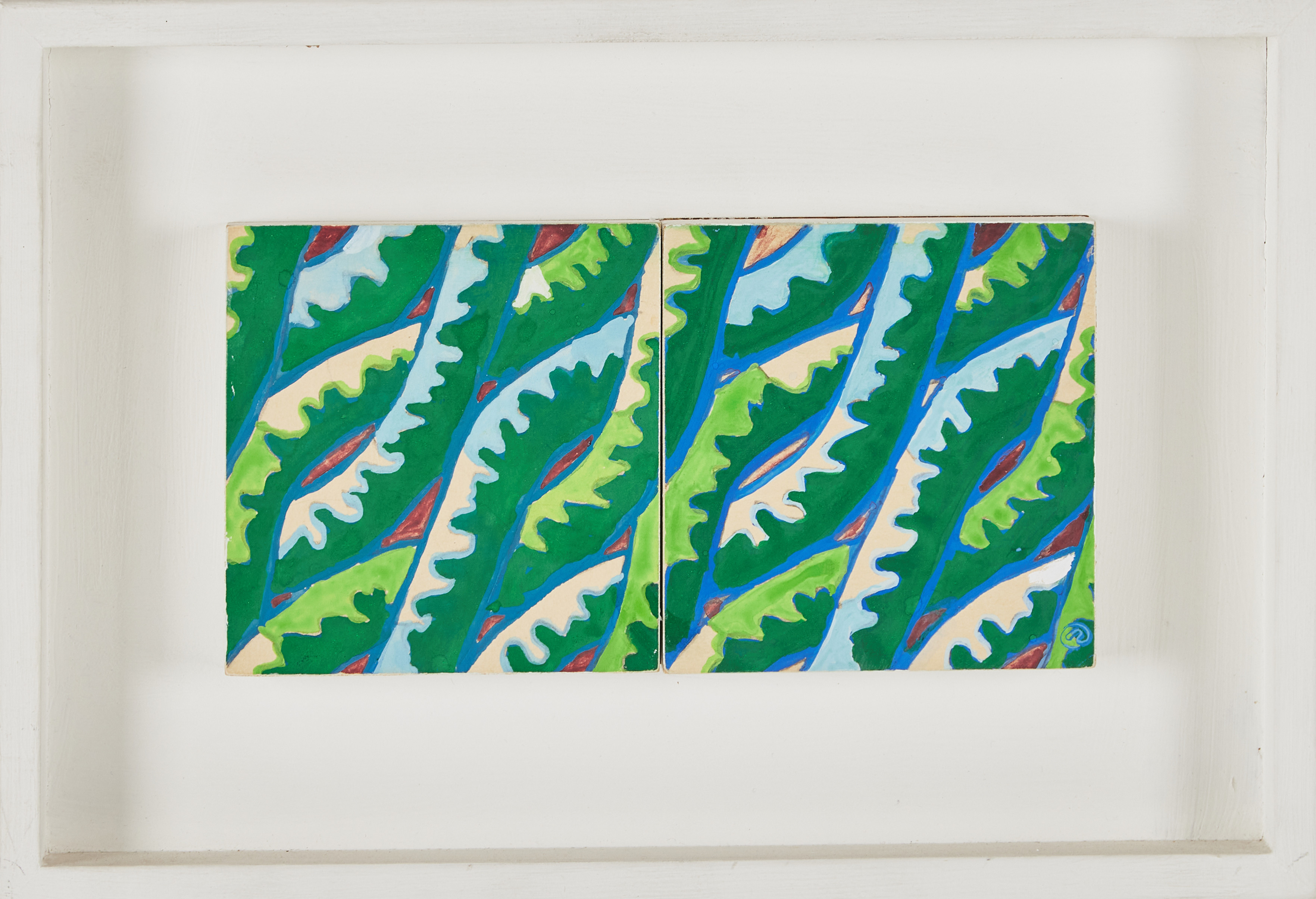 LENNART RODHE. Diptyk, blandteknik,. monogramsignatur.