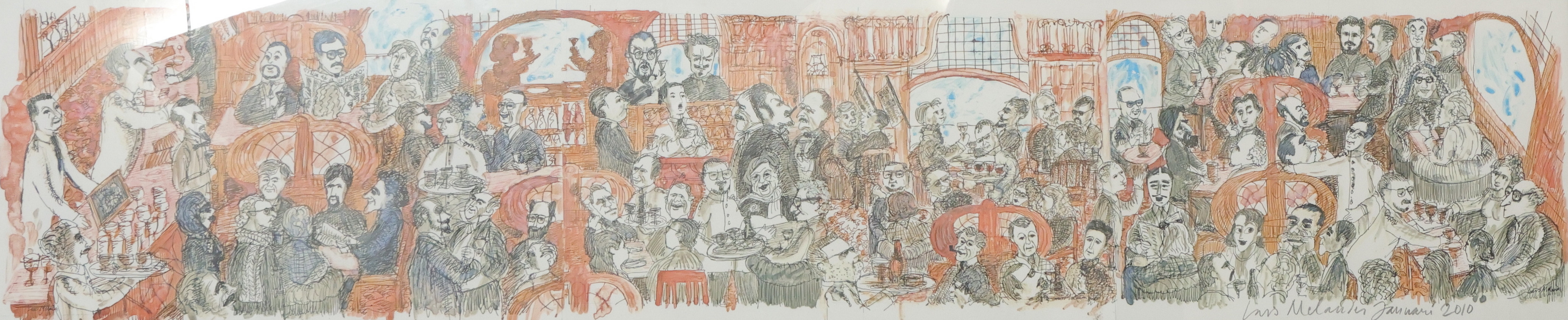 LARS MELANDER/GÖSTA ARVIDSSON. Bok samt inramat tryck från boken "Operabaren - historia och gäster. ".