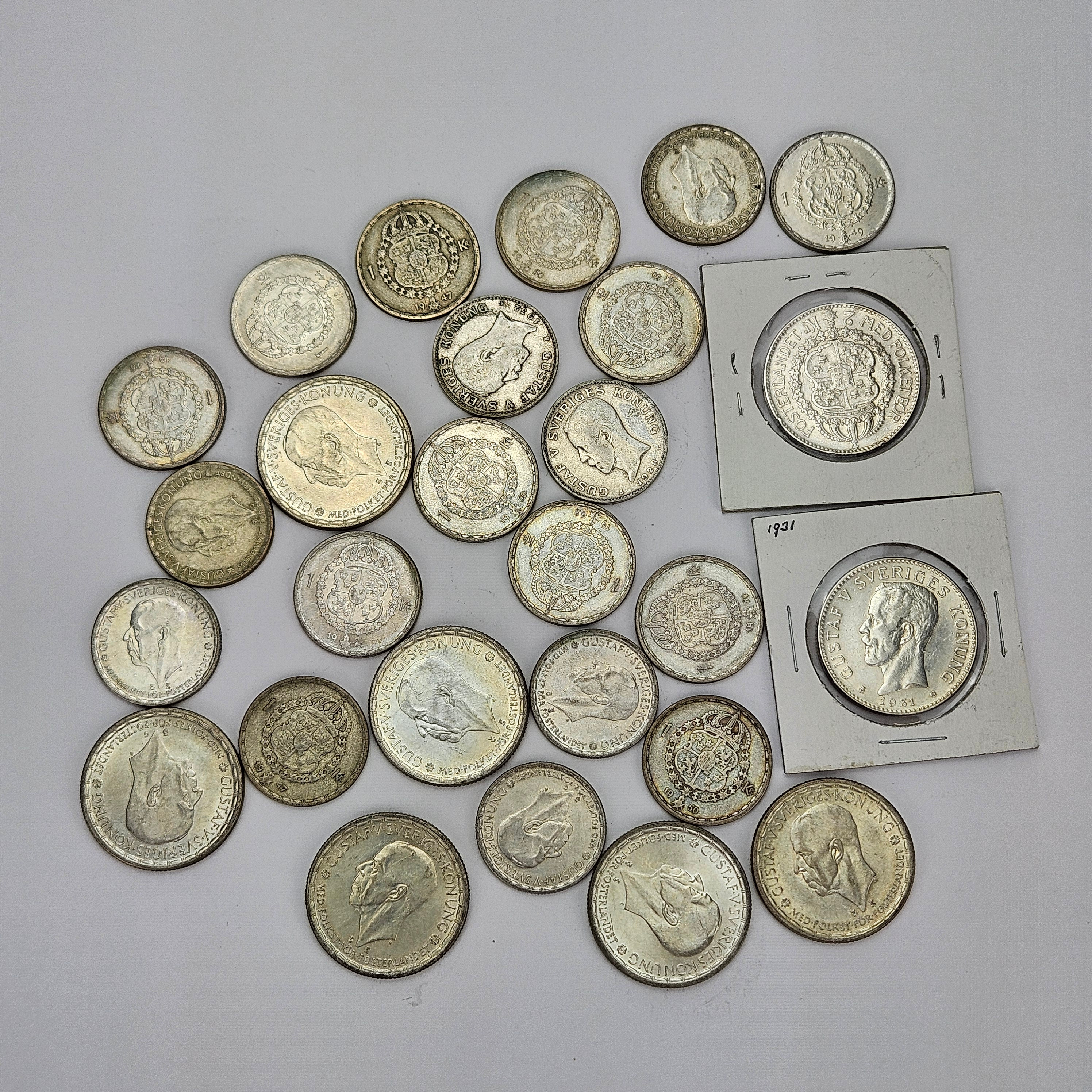 MYNT, 27 st, silver, 40-80%, Gustaf V, Sverige.