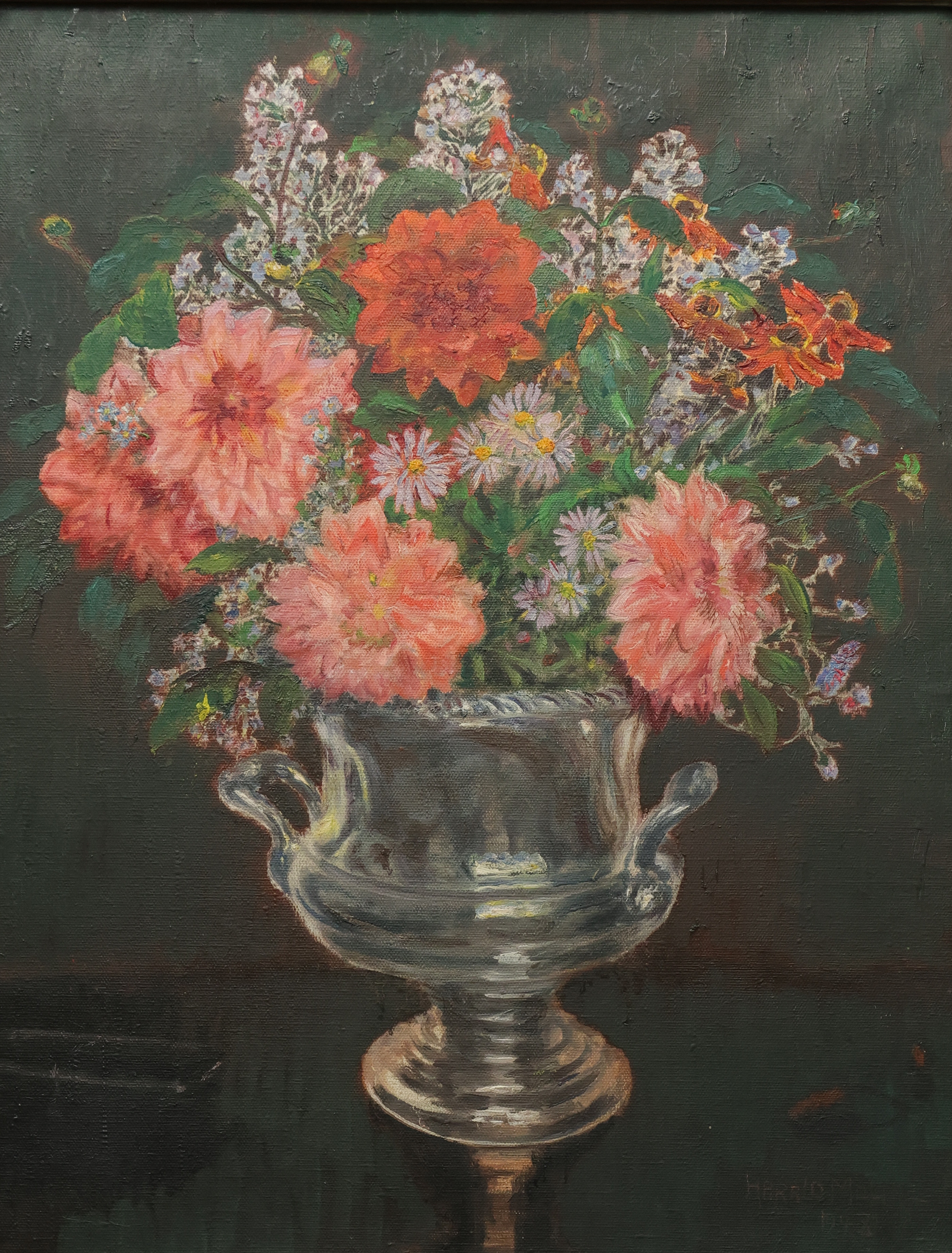 HARALD MOLTKE. Olja på duk, blomsterstilleben, signerad och daterad 1948.