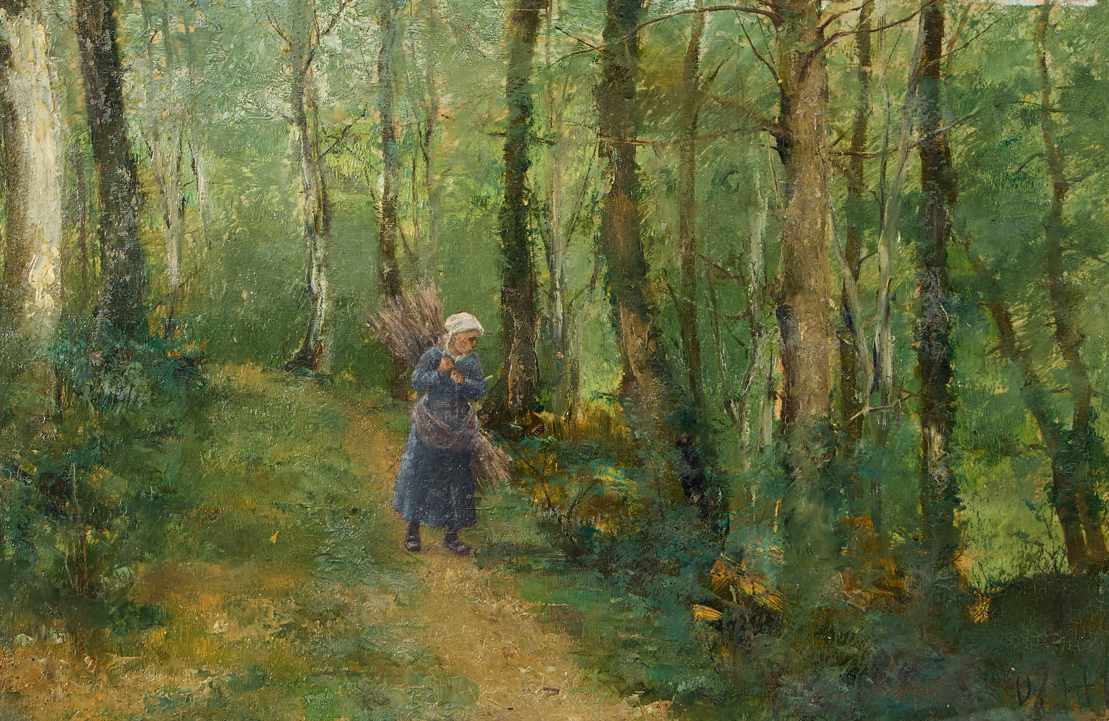 OKÄND KONSTNÄR. Rissamlare i skogen.