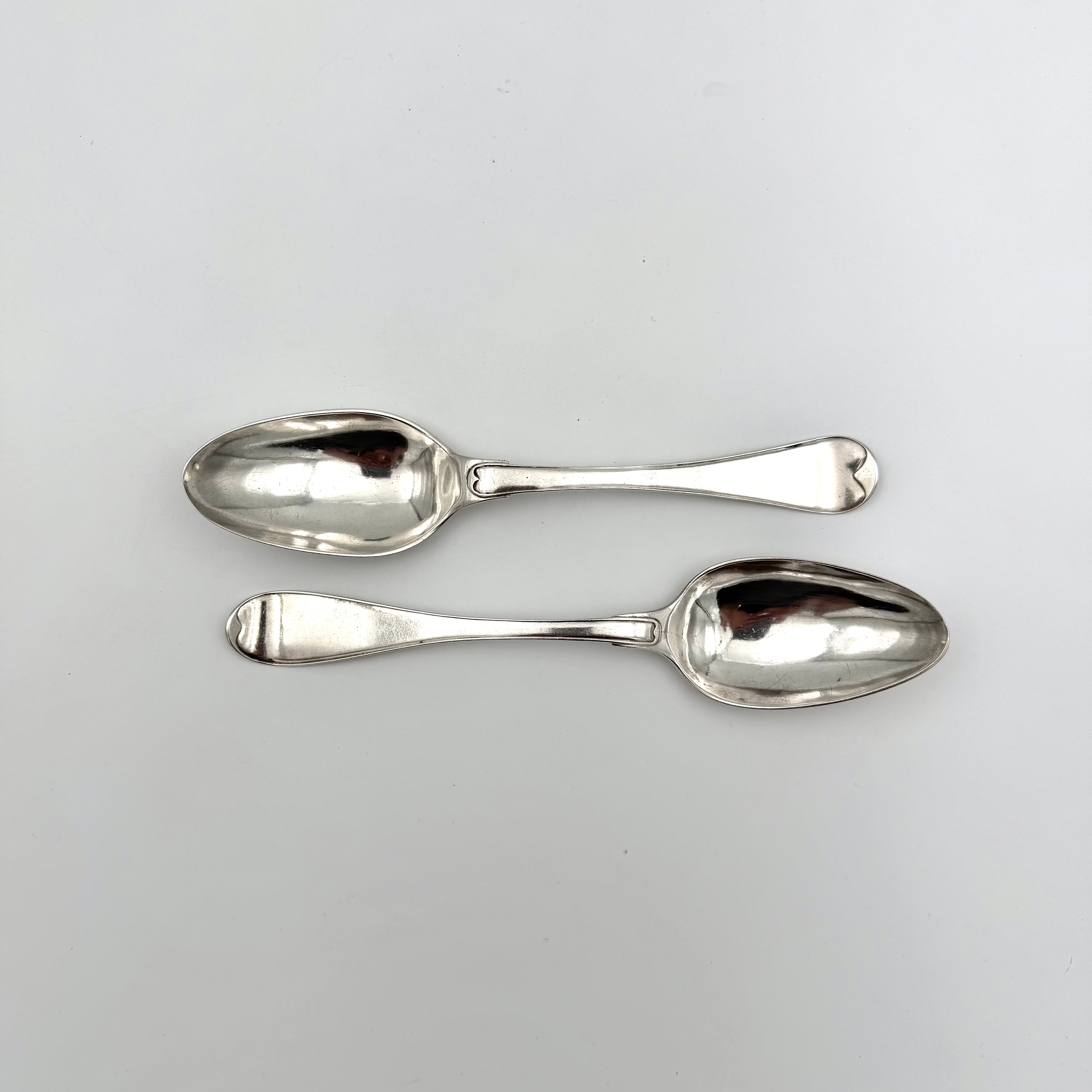 SKEDAR, 2 st. silver, 1700-1800-tal, modell Svensk Rund, stämplade för Stephan Westerstråhle (1789-1812), Stockholm, 1807, respektive Gustaf Georg Rehnberg (1797-1823), Norrköping, 1798.