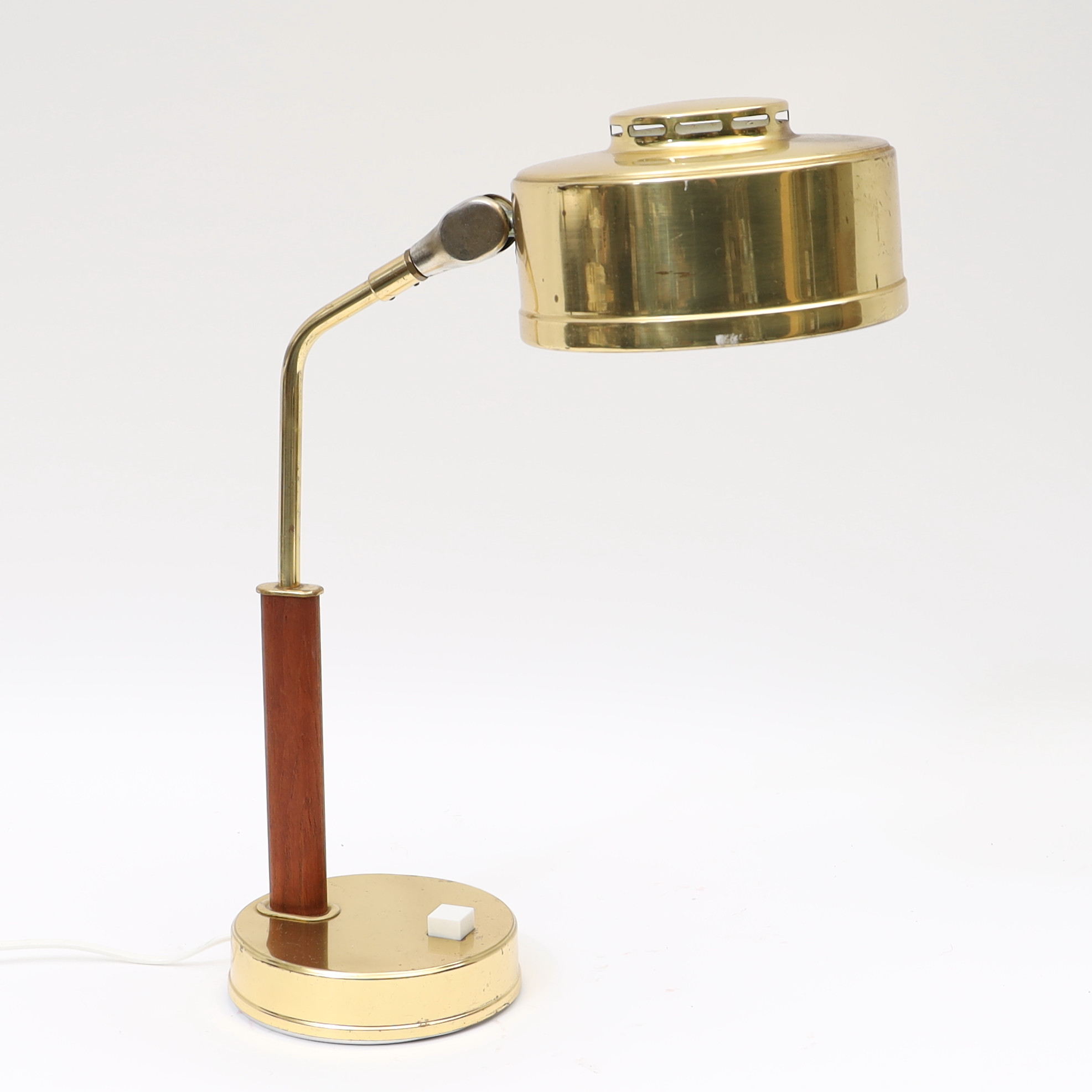 BORDSLAMPA, BJS, Skellefteå, teak och mässing.