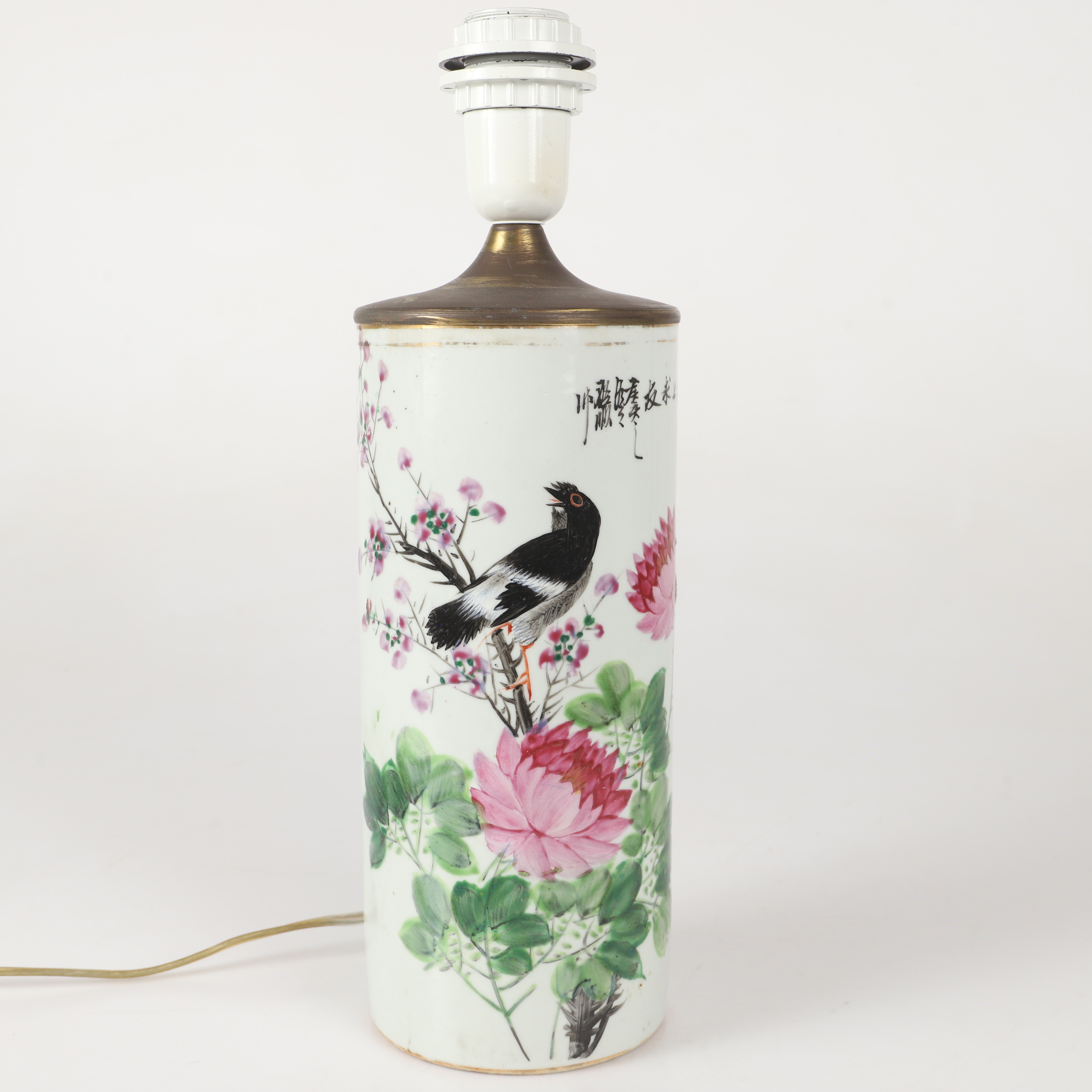 BORDSLAMPA, porslin/mässing, Kina, 1900-tal.