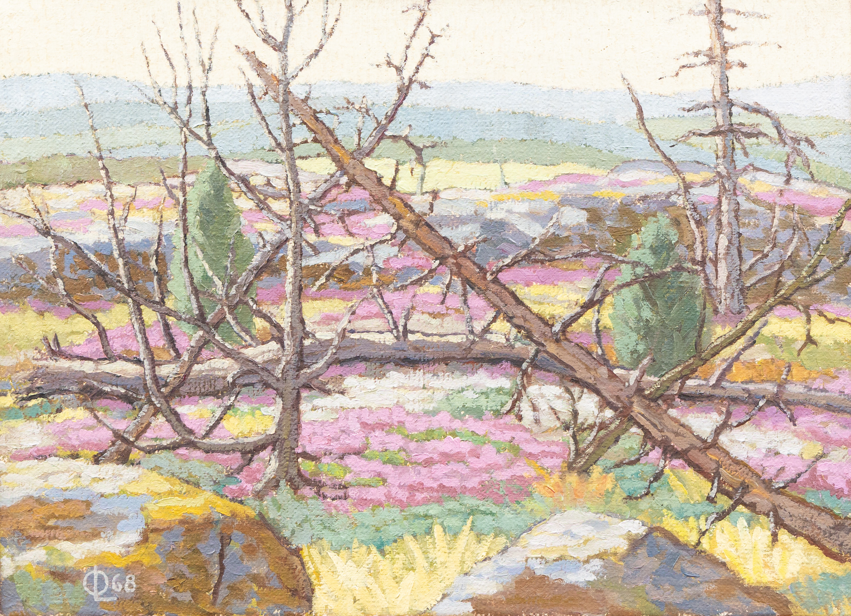 OSCAR LUKS LUNDEFJORD (ESTLAND 1908-1972). Landskap med träd, olja på duk, signerad.