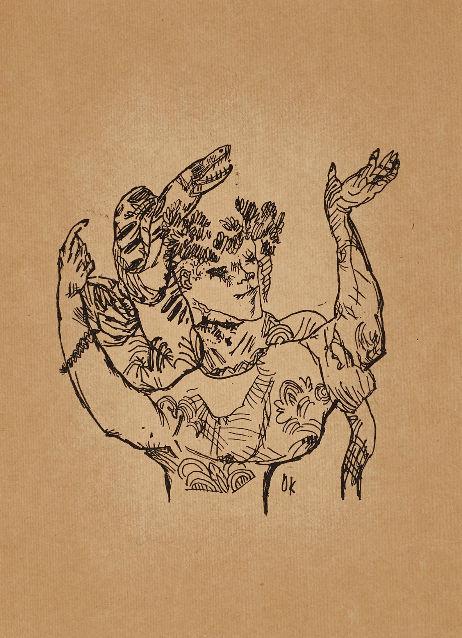 OSKAR KOKOSCHKA (1886-1980), efter, Figurscen, Der Sturm, 1910-tal, grafiskt blad.