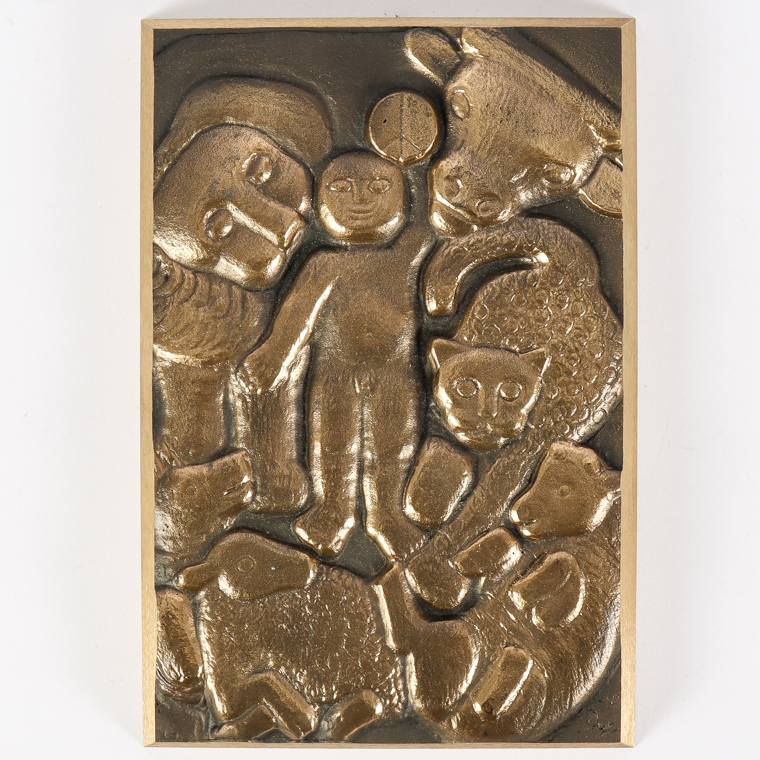 PYE ENGSTRÖM. Väggrelief, patinerad och förgylld brons, signerad -81.