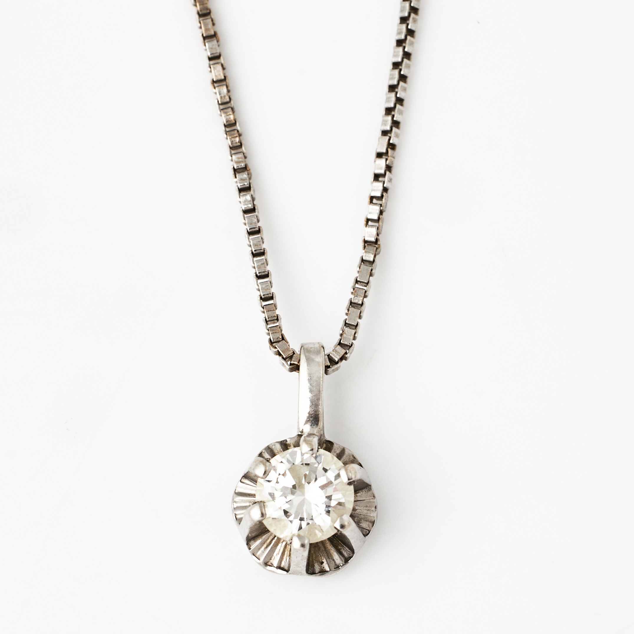 HÄNGE, briljant ca 0,32 ct, KEDJA, 14 k guld, venetiansk.